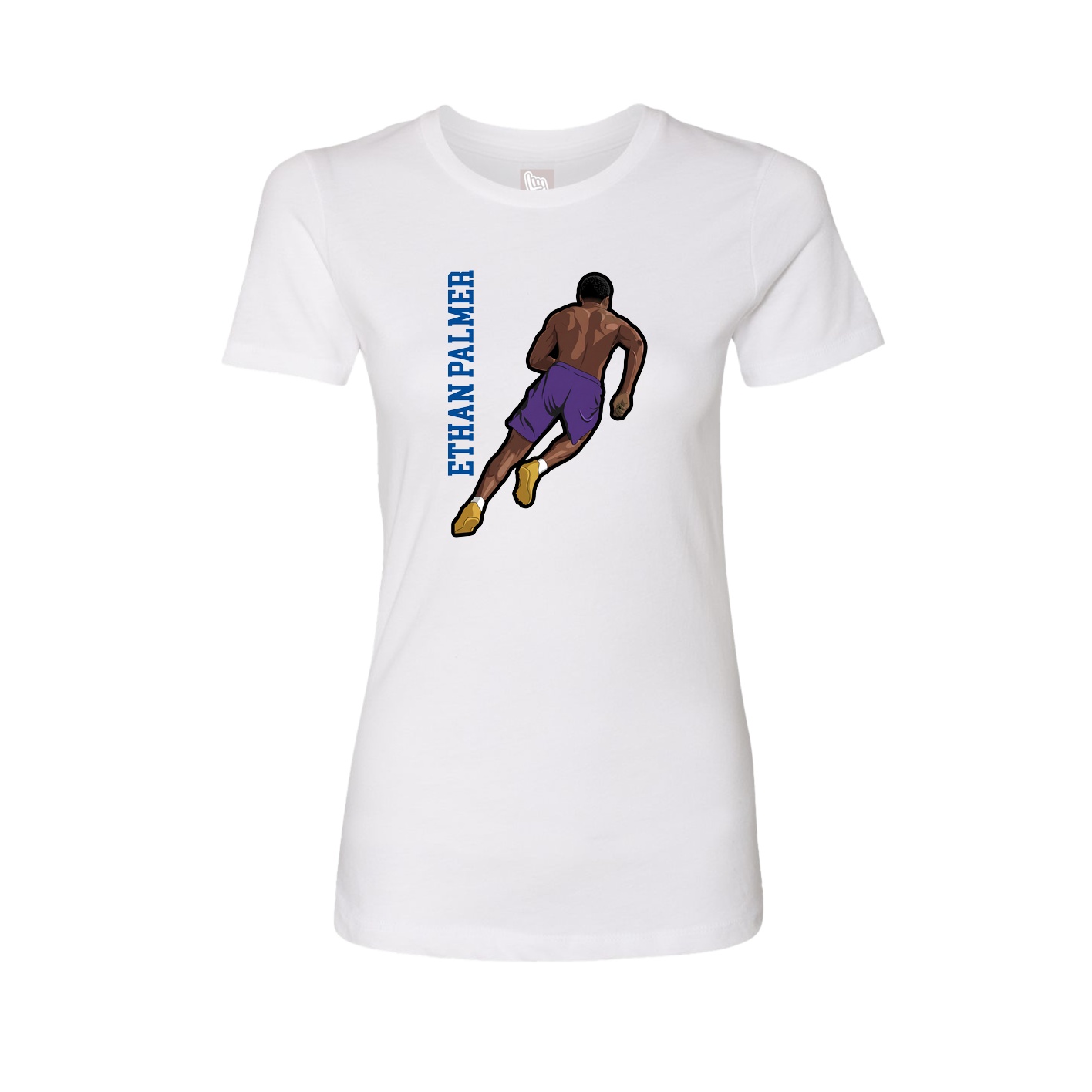 Fitted Women's Tee — Name Vertical in White
