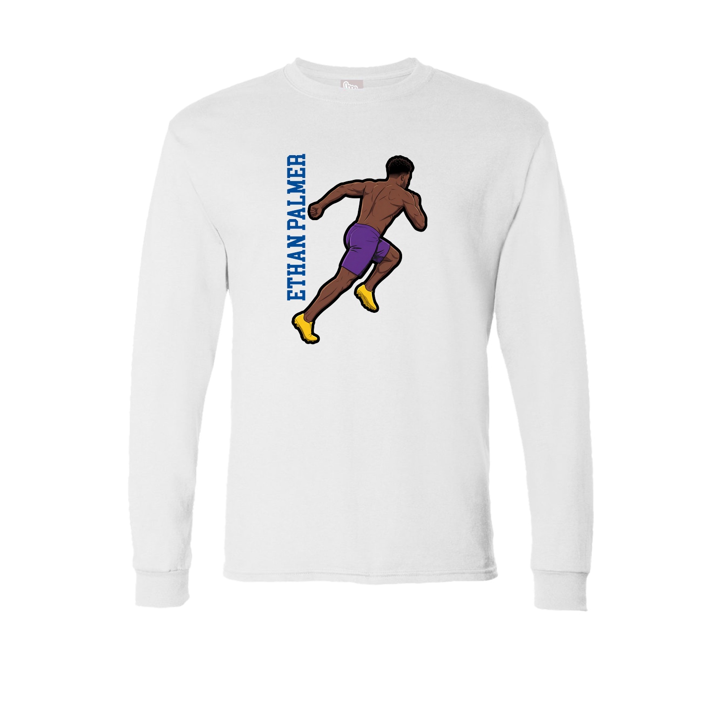 Long Sleeve Tee — Name Vertical in White
