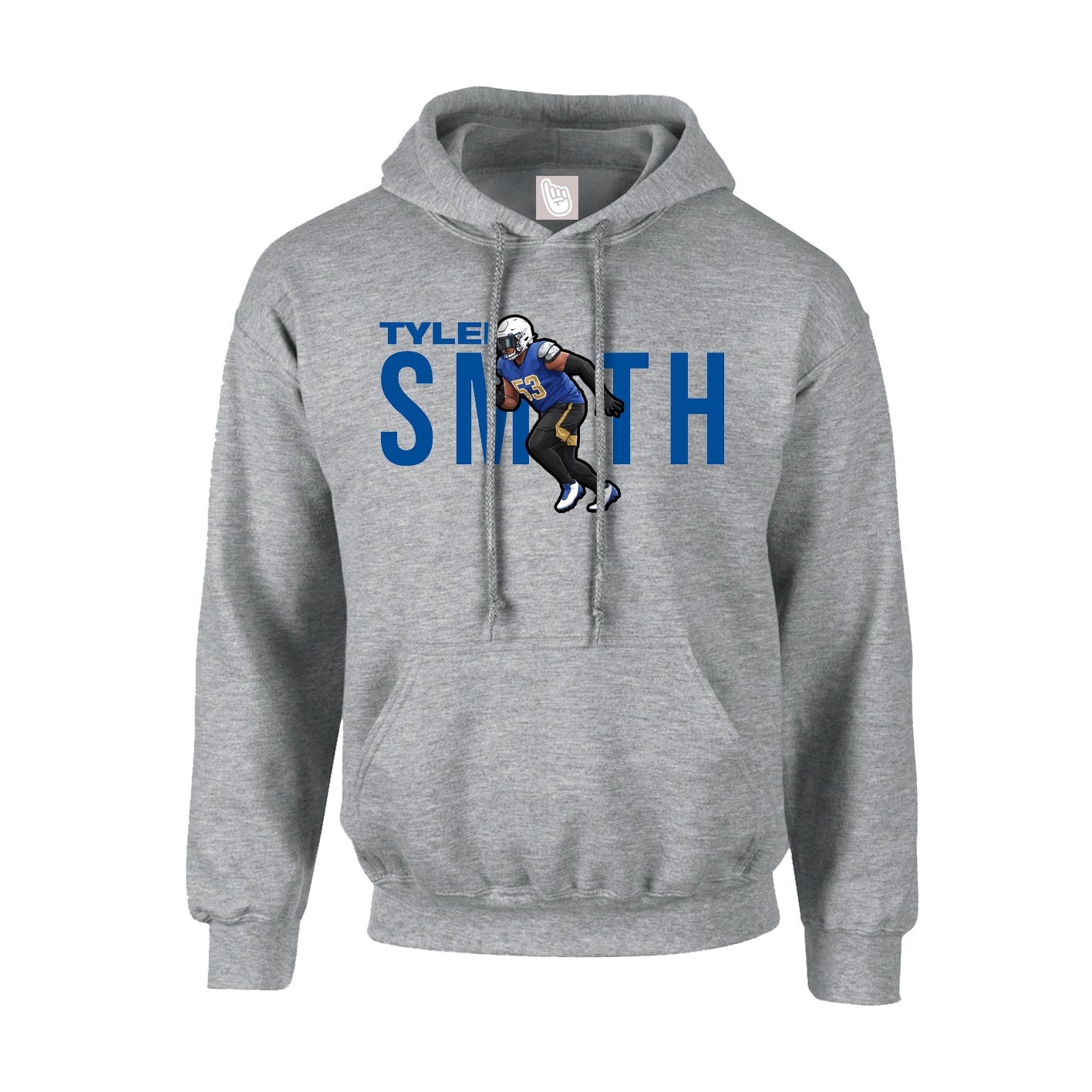 Youth Hoodie — Player Name in Grey
