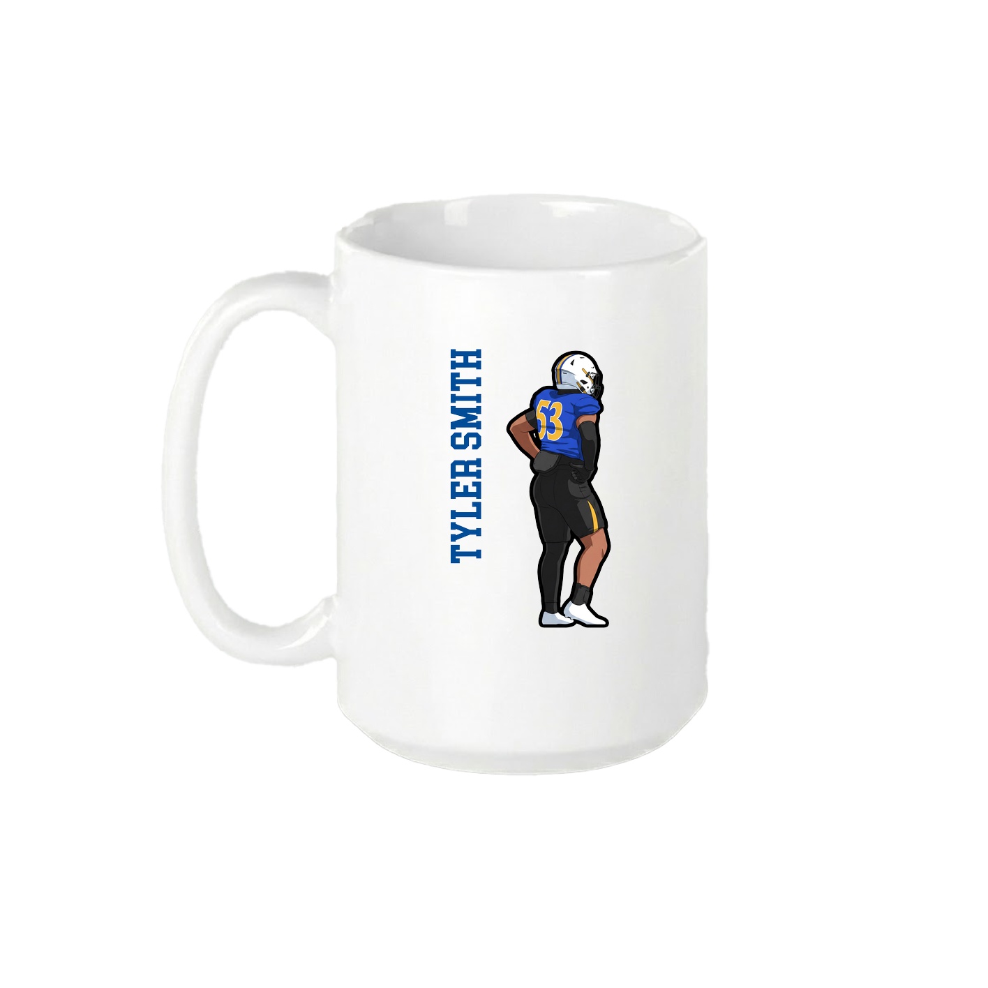 15oz Coffee Mug — Name Vertical in White