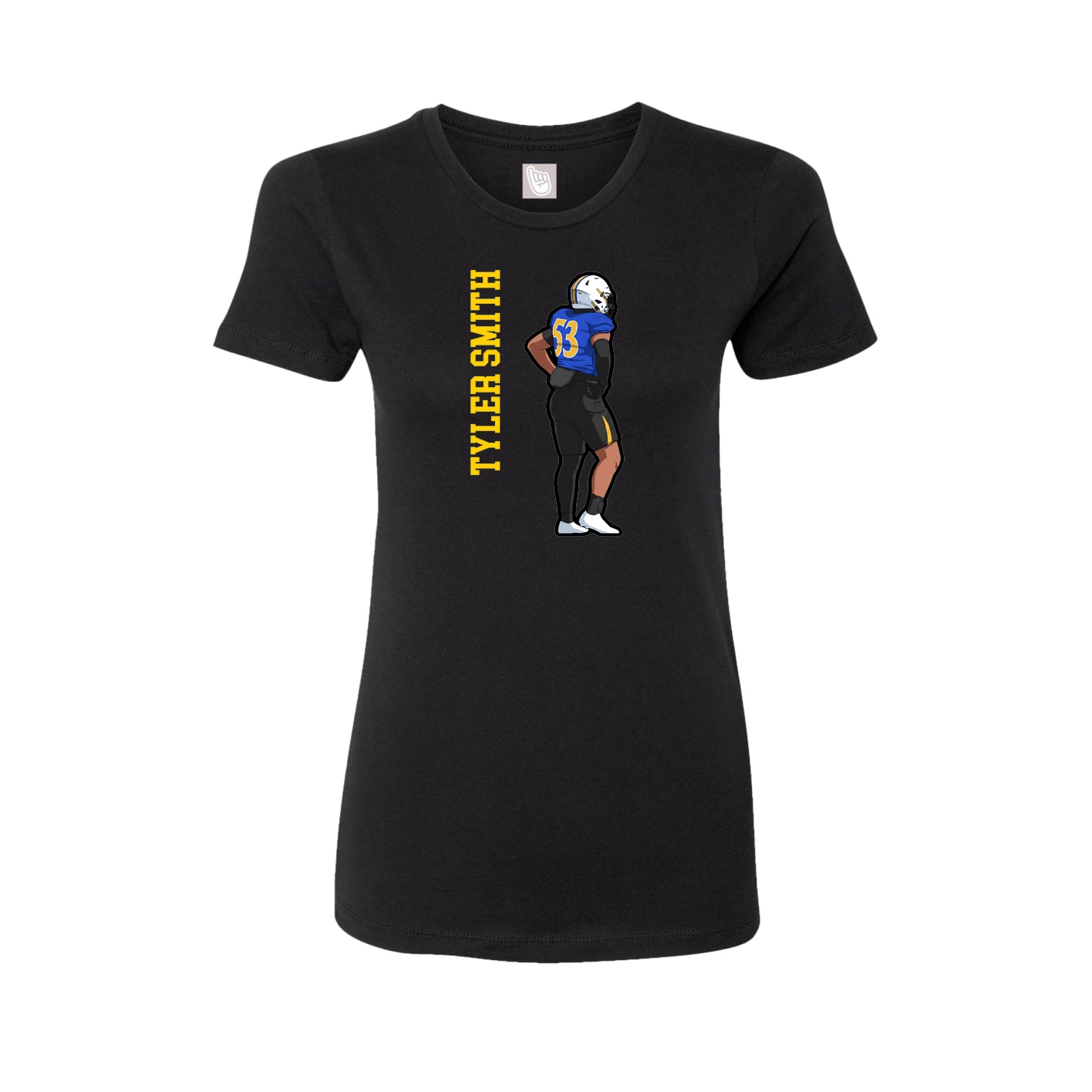 Womens Tee — Name Vertical in Black