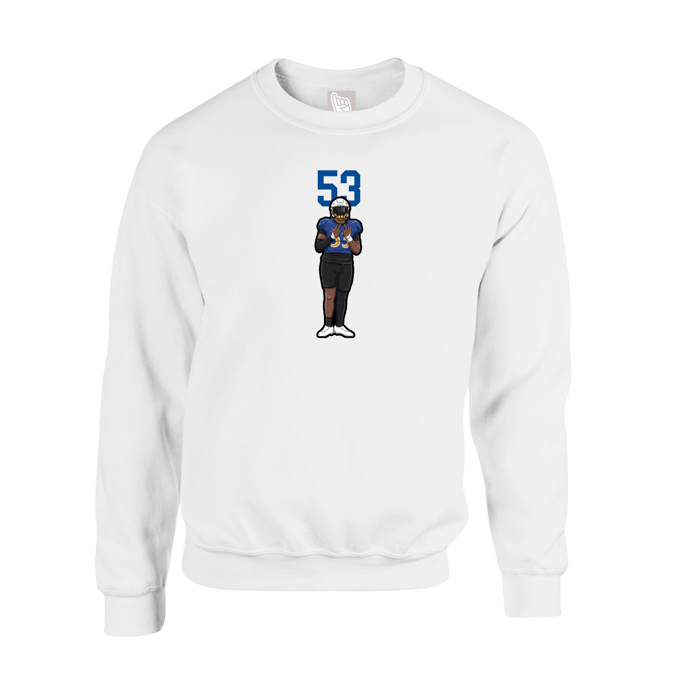 Fleece Crew — Number Top in White