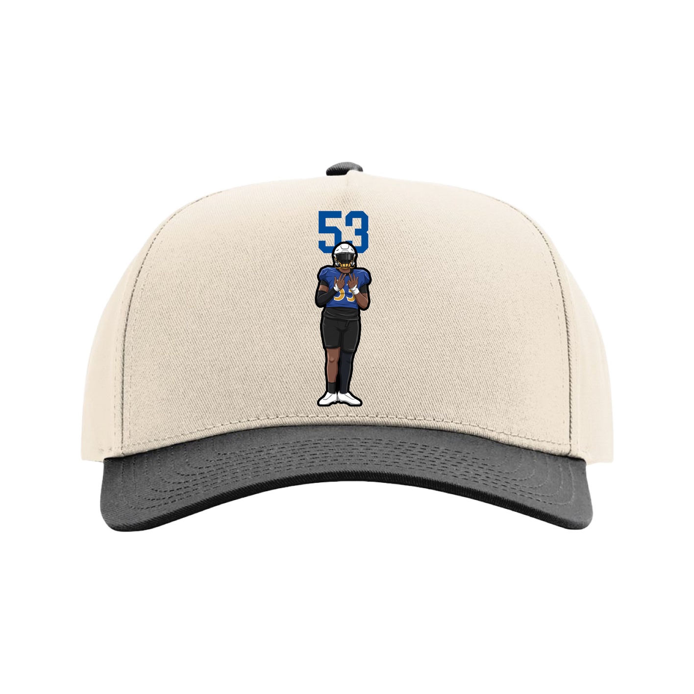 Full Fabric Five-Panel Champ Cap — Number Top in Cream/Black