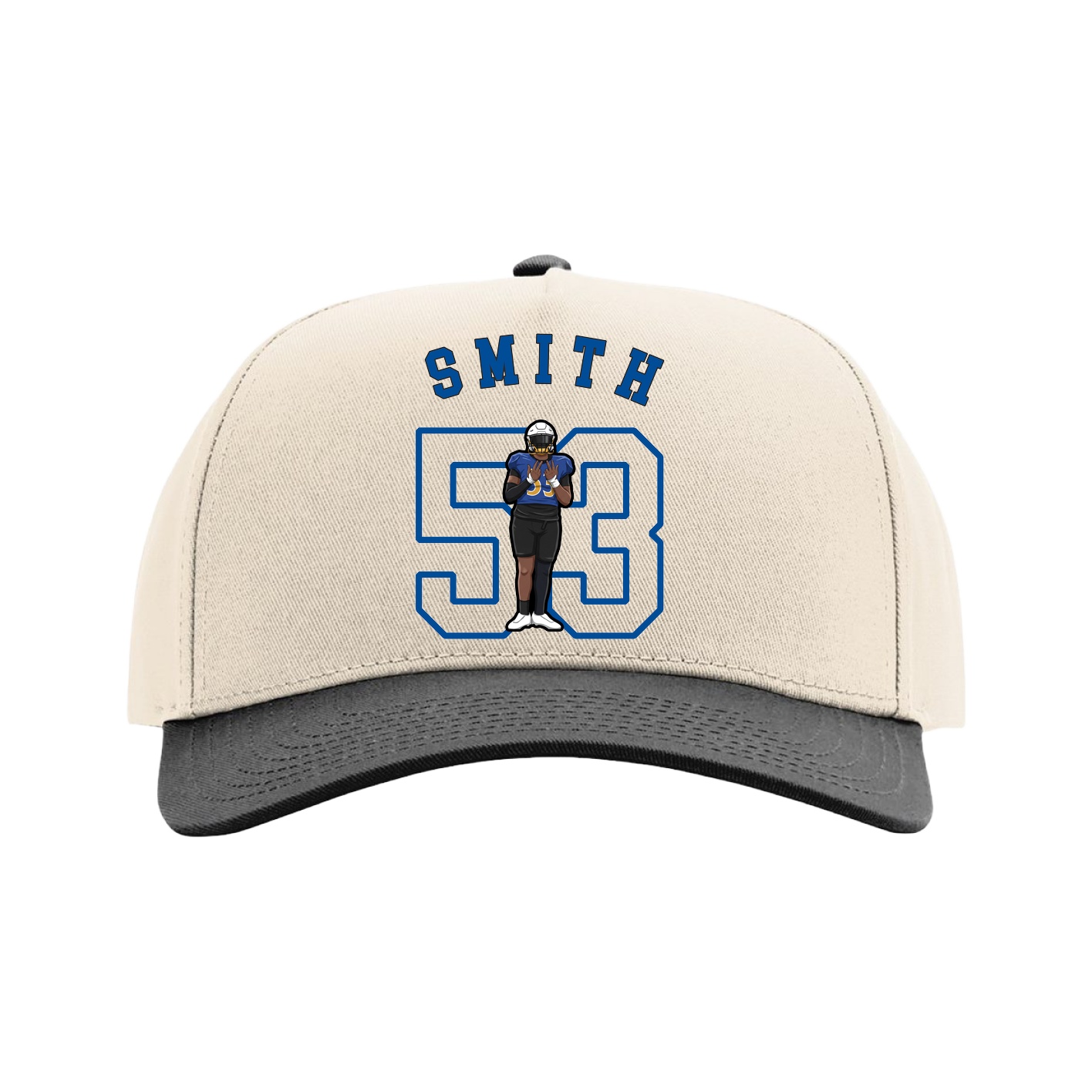 Full Fabric Five-Panel Champ Cap — Shirsey Arch in Cream/Black