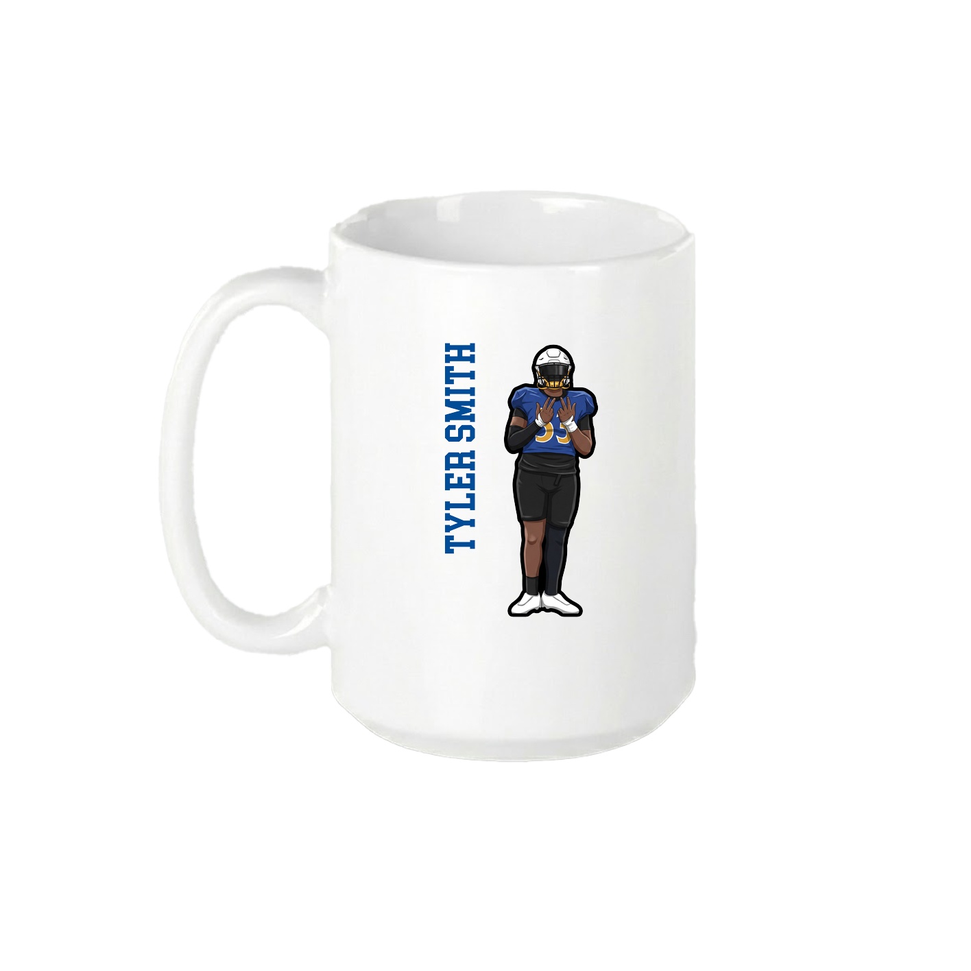 15oz Coffee Mug — Name Vertical in White