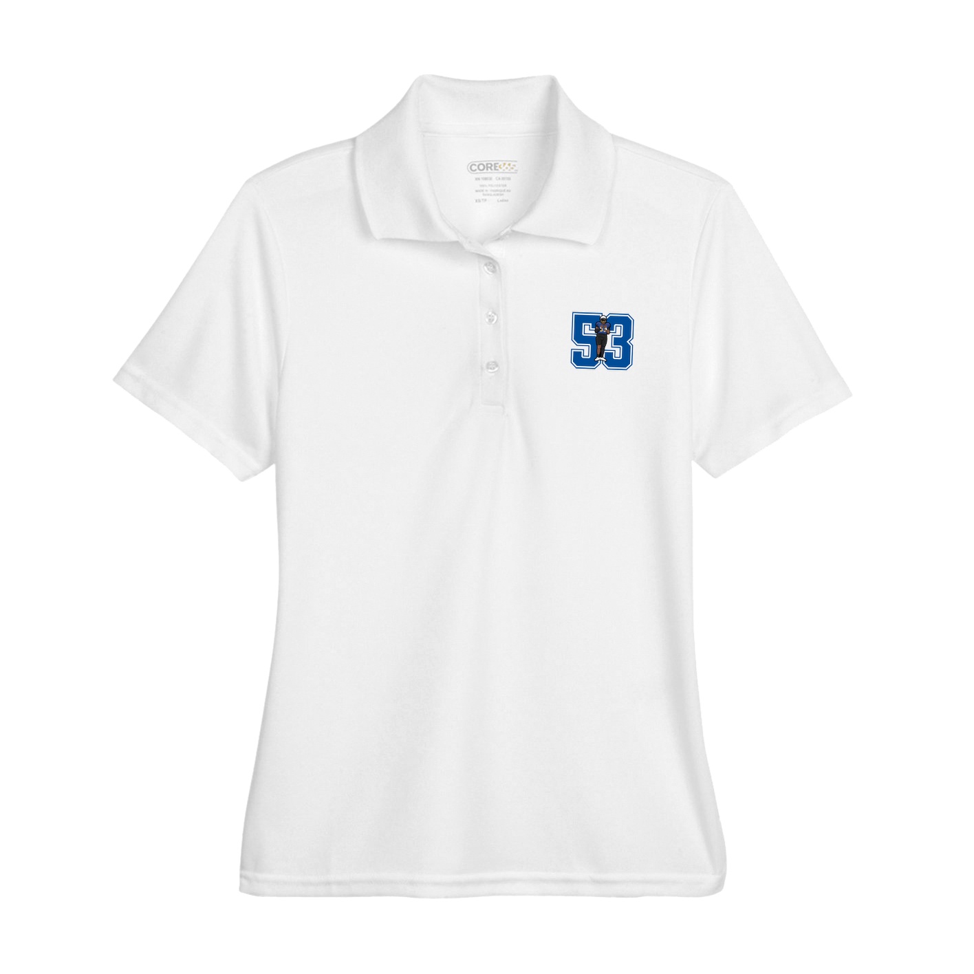 Womens Performance Polo — Number in White