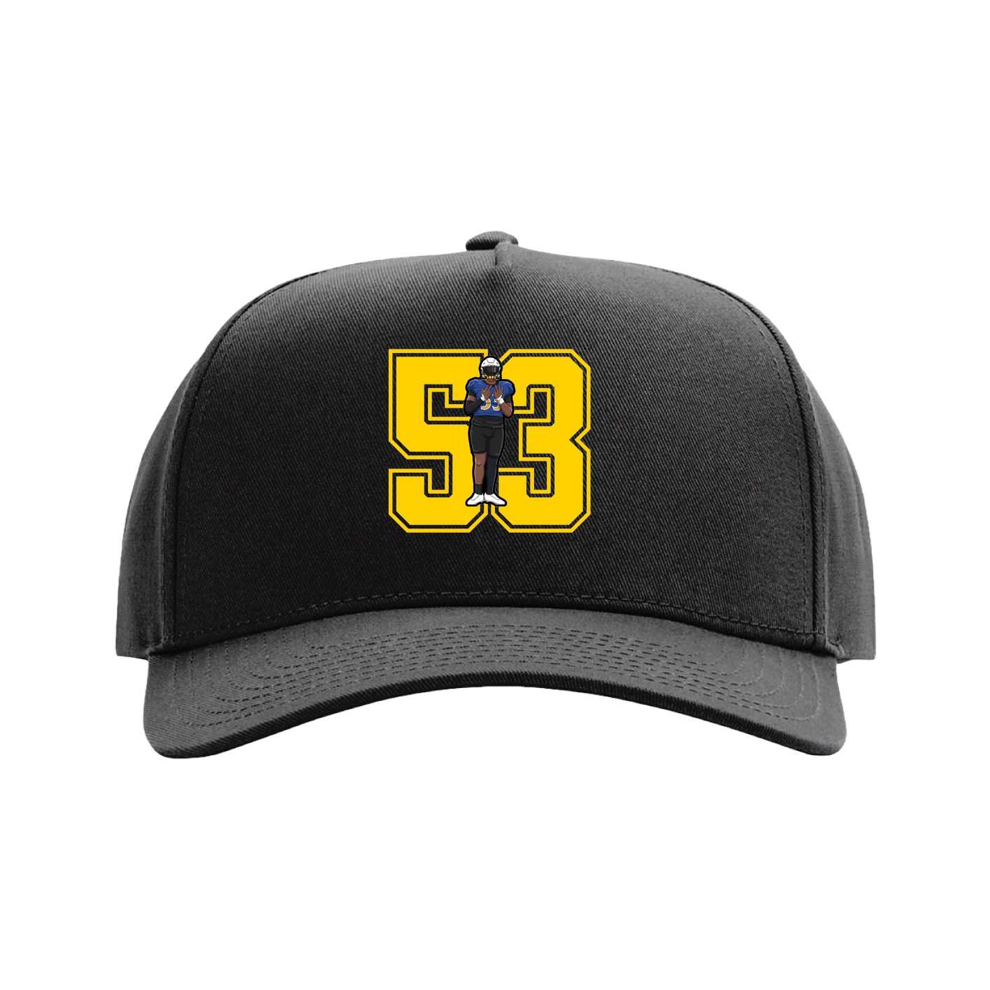 Full Fabric Five-Panel Champ Cap — Number in Black