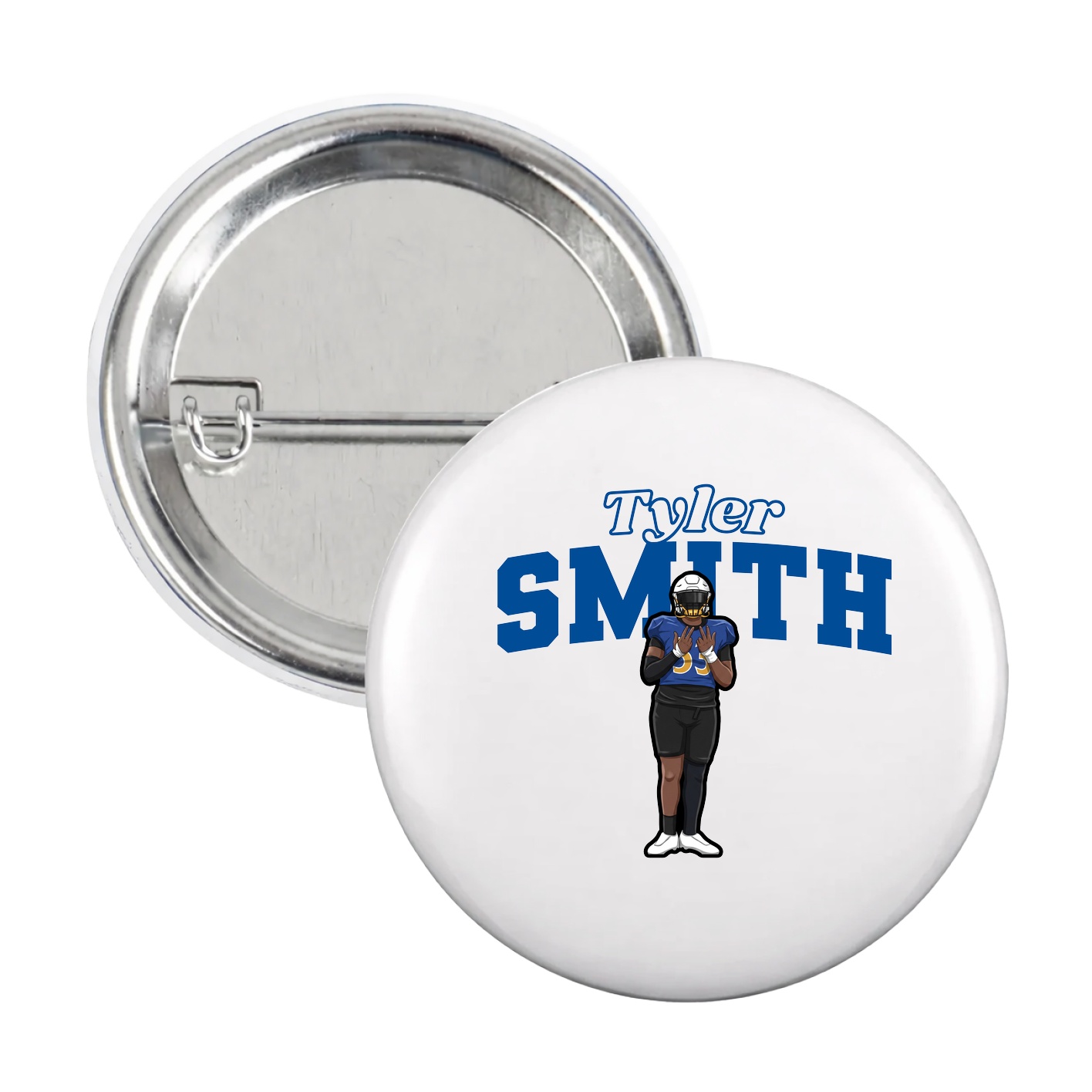 Game Day Button — Name Arch in White