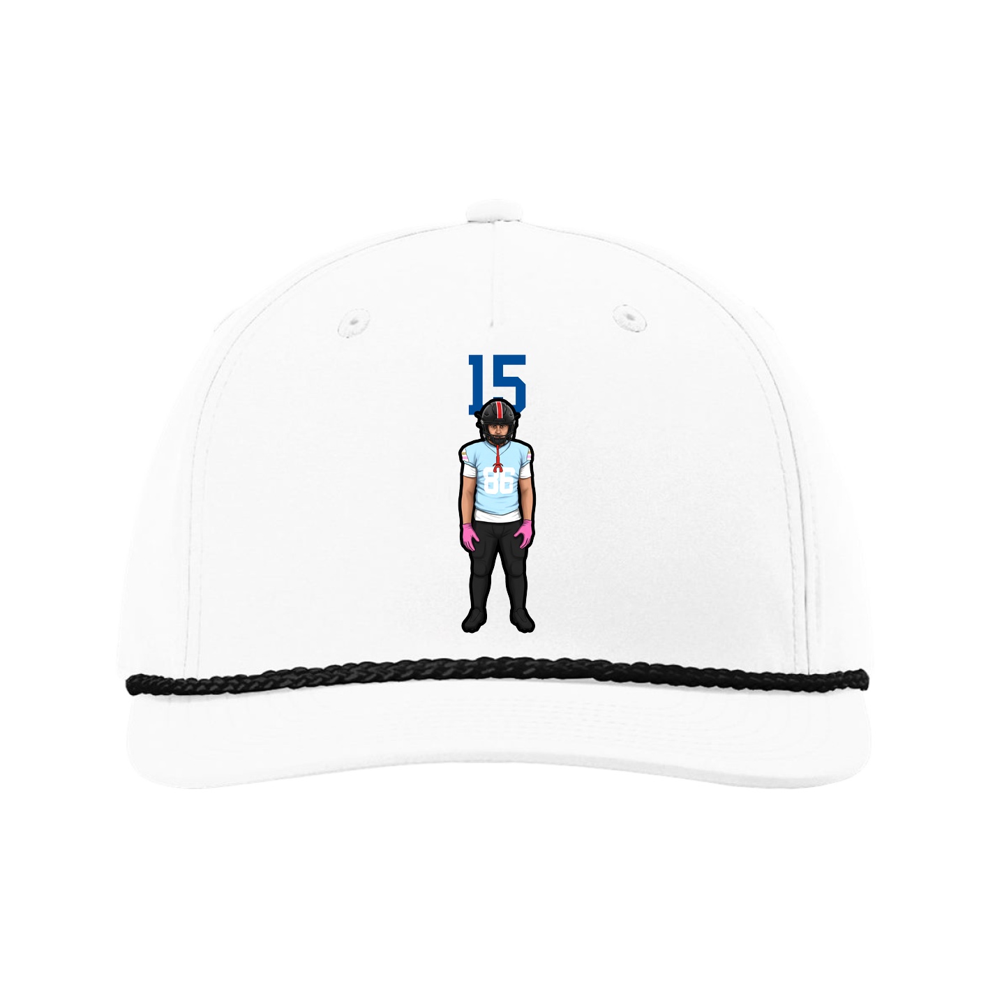 Five-Panel Classic Rope Cap — Number Top in White