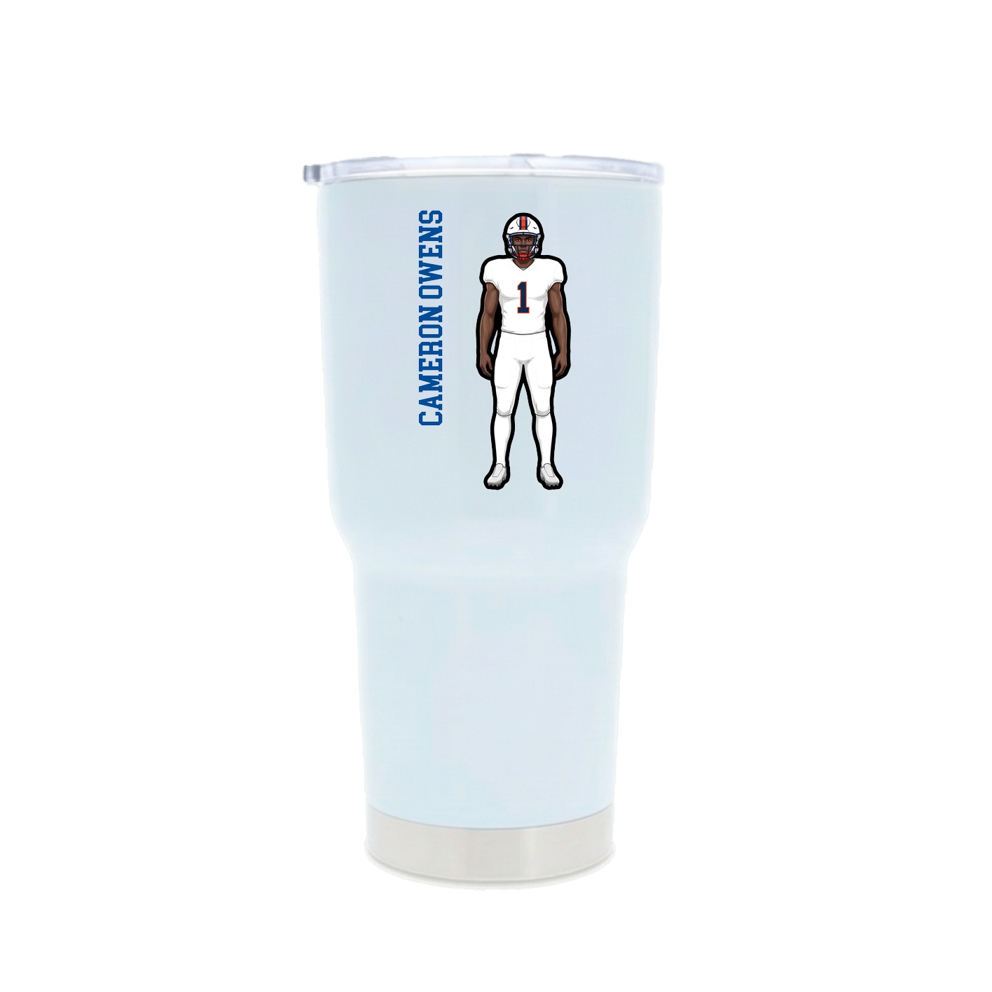 30oz Stainless Steel Tumbler — Name Vertical in White