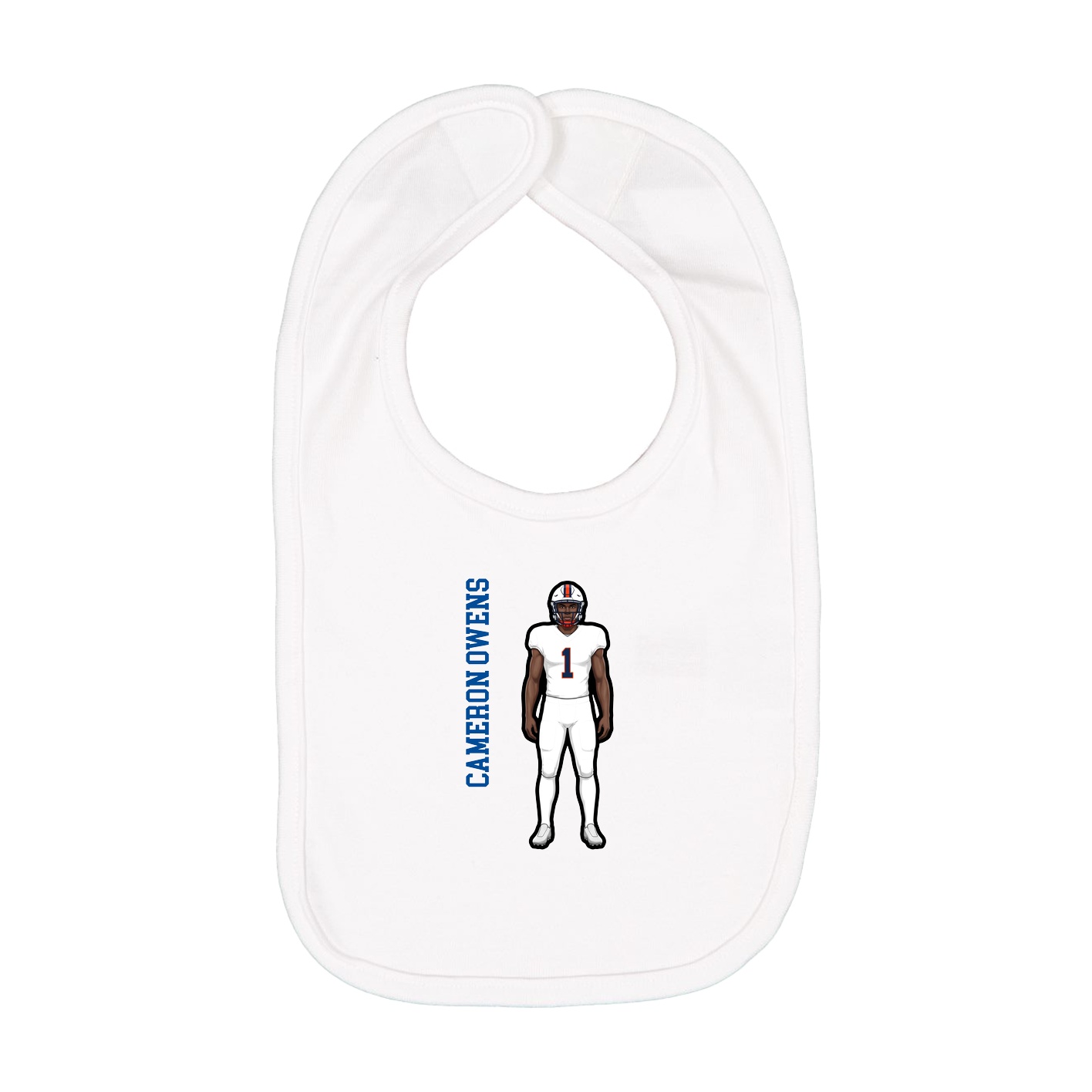 Infant Bib — Name Vertical in White
