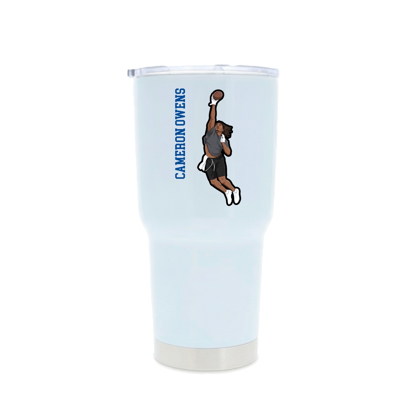 30oz Stainless Steel Tumbler — Name Vertical in White