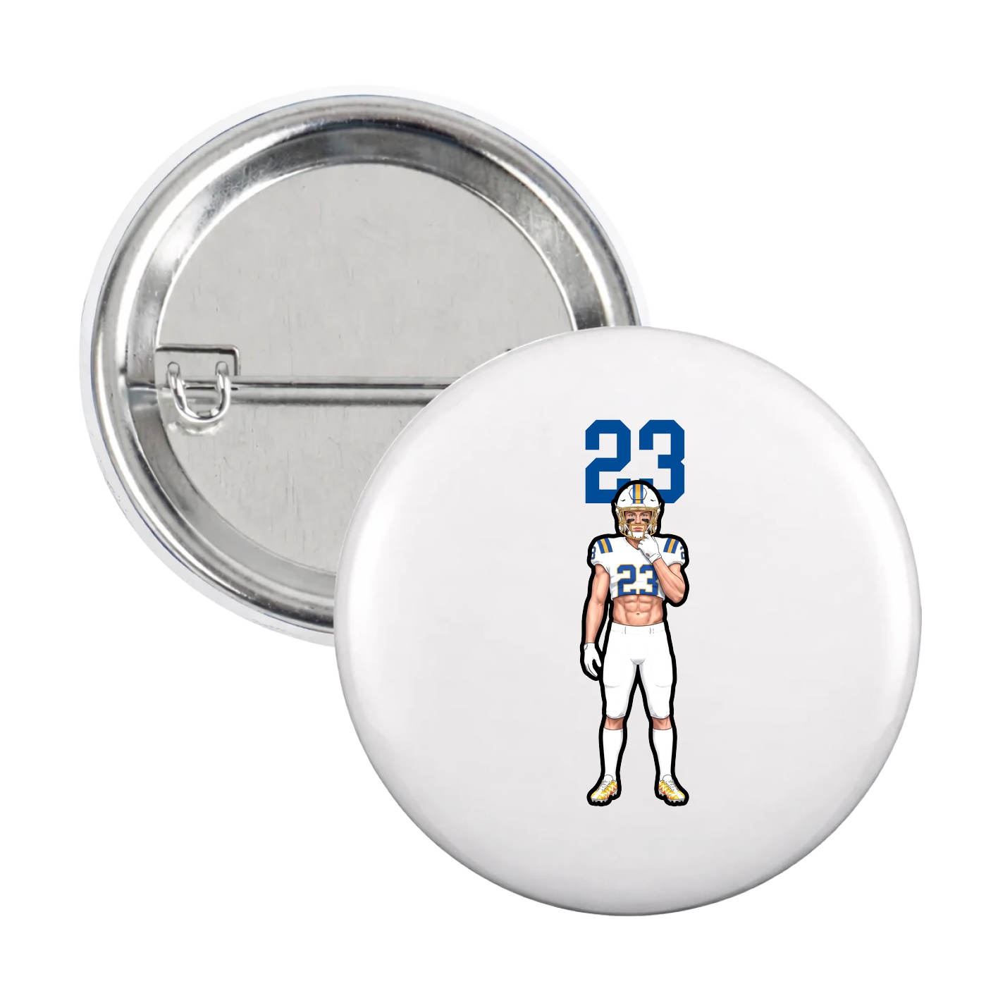 Game Day Button — Number Top in White