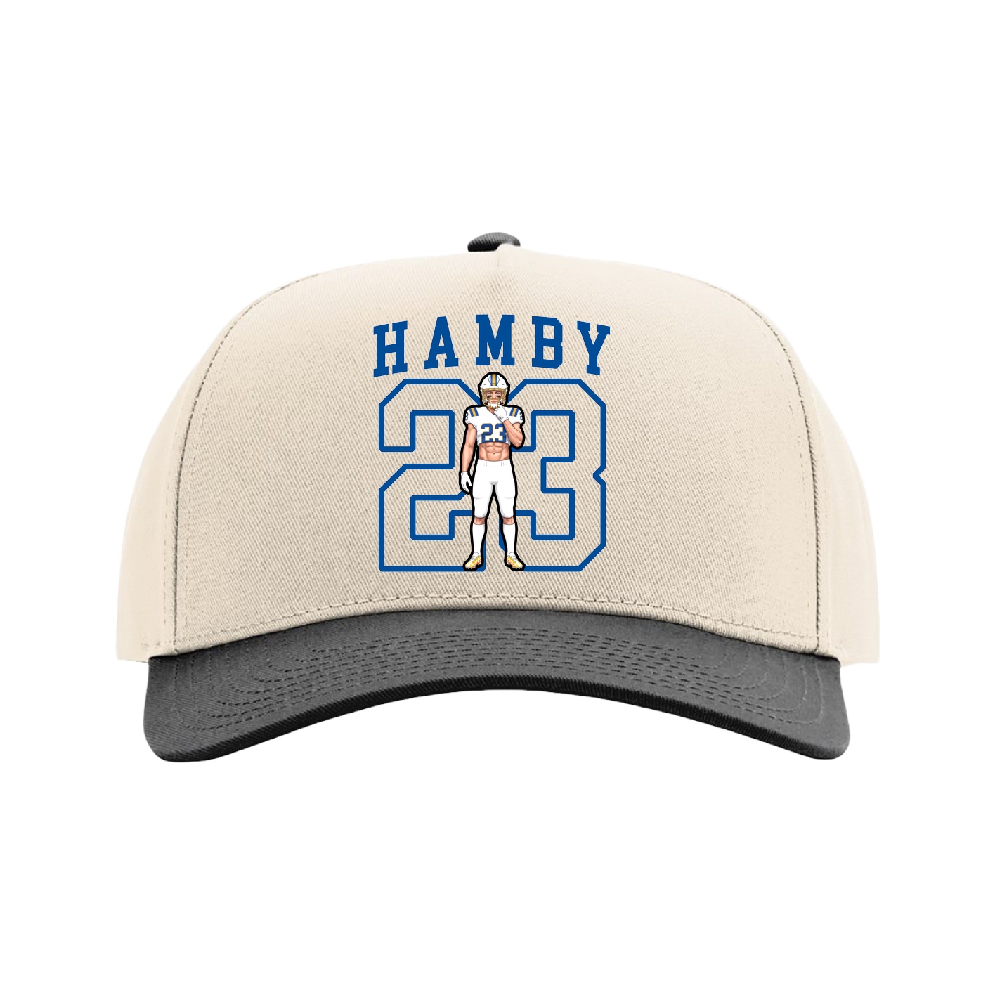 Full Fabric Five-Panel Champ Cap — Shirsey in Cream/Black