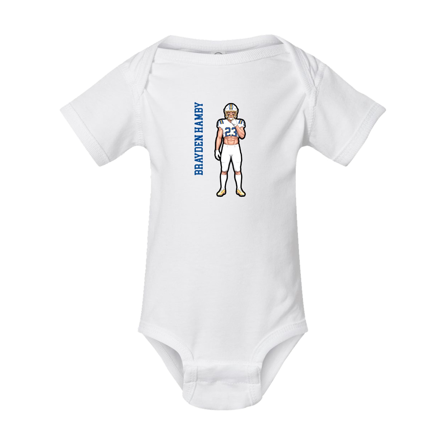 Baby Onesie — Name Vertical in White