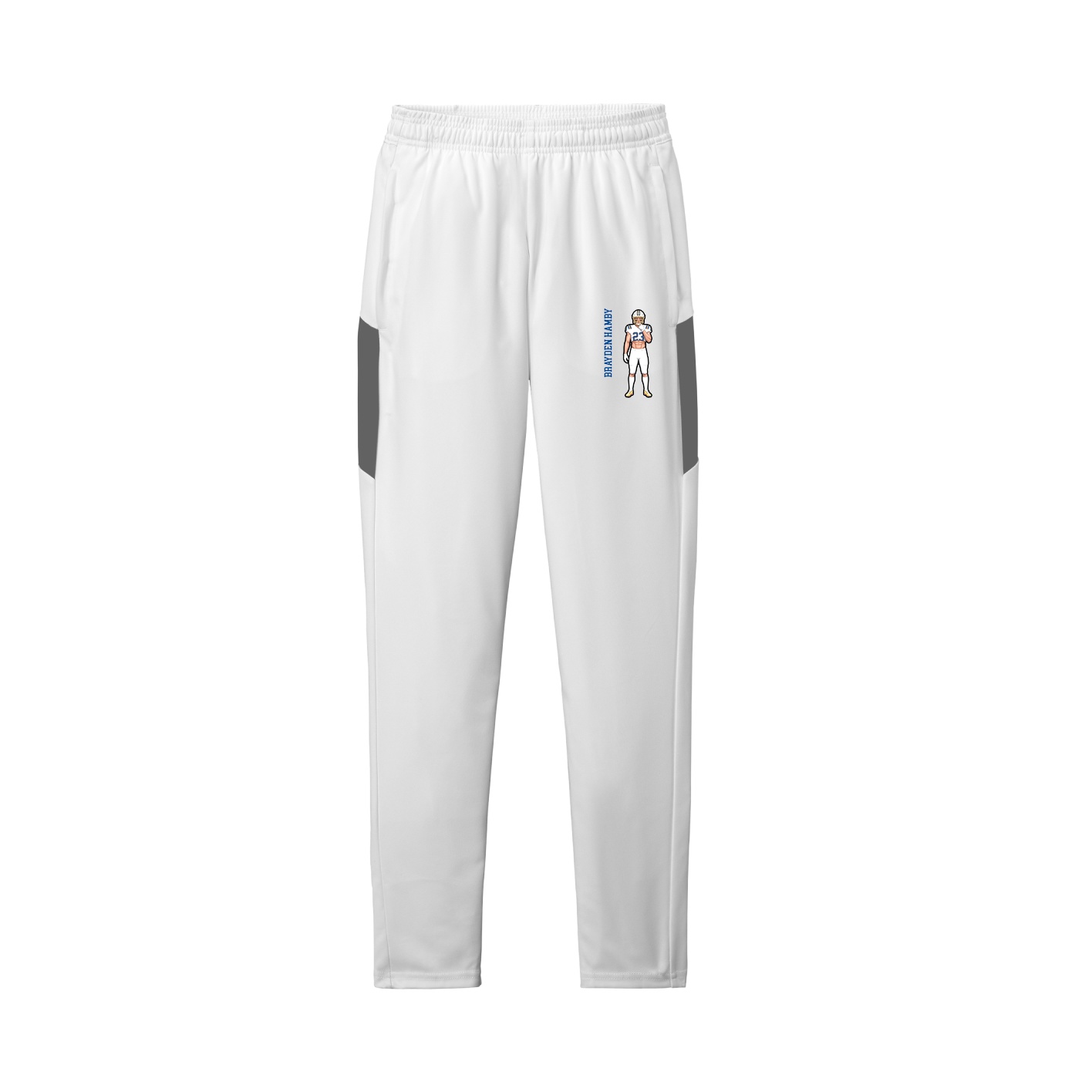 Team Travel Pant — Name Vertical in White/Grey
