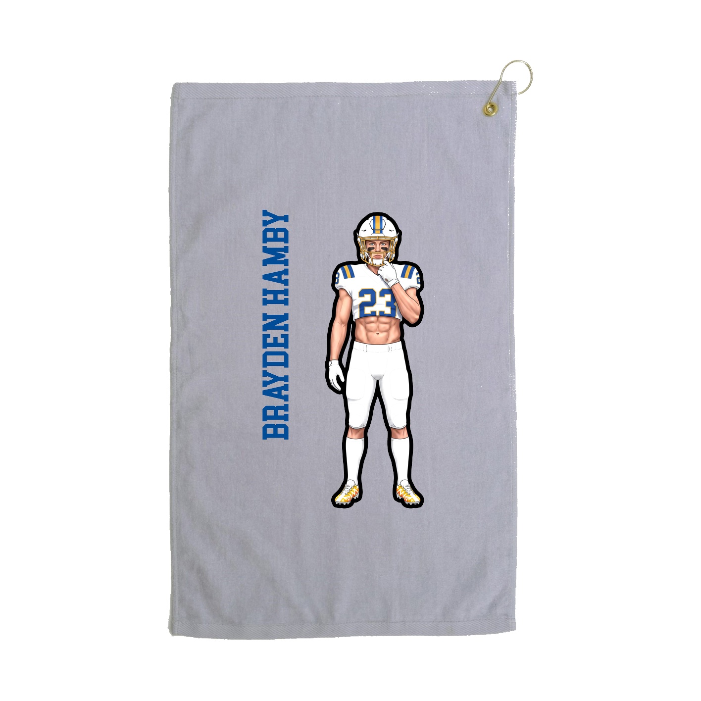 Golf Towel — Name Vertical in Grey