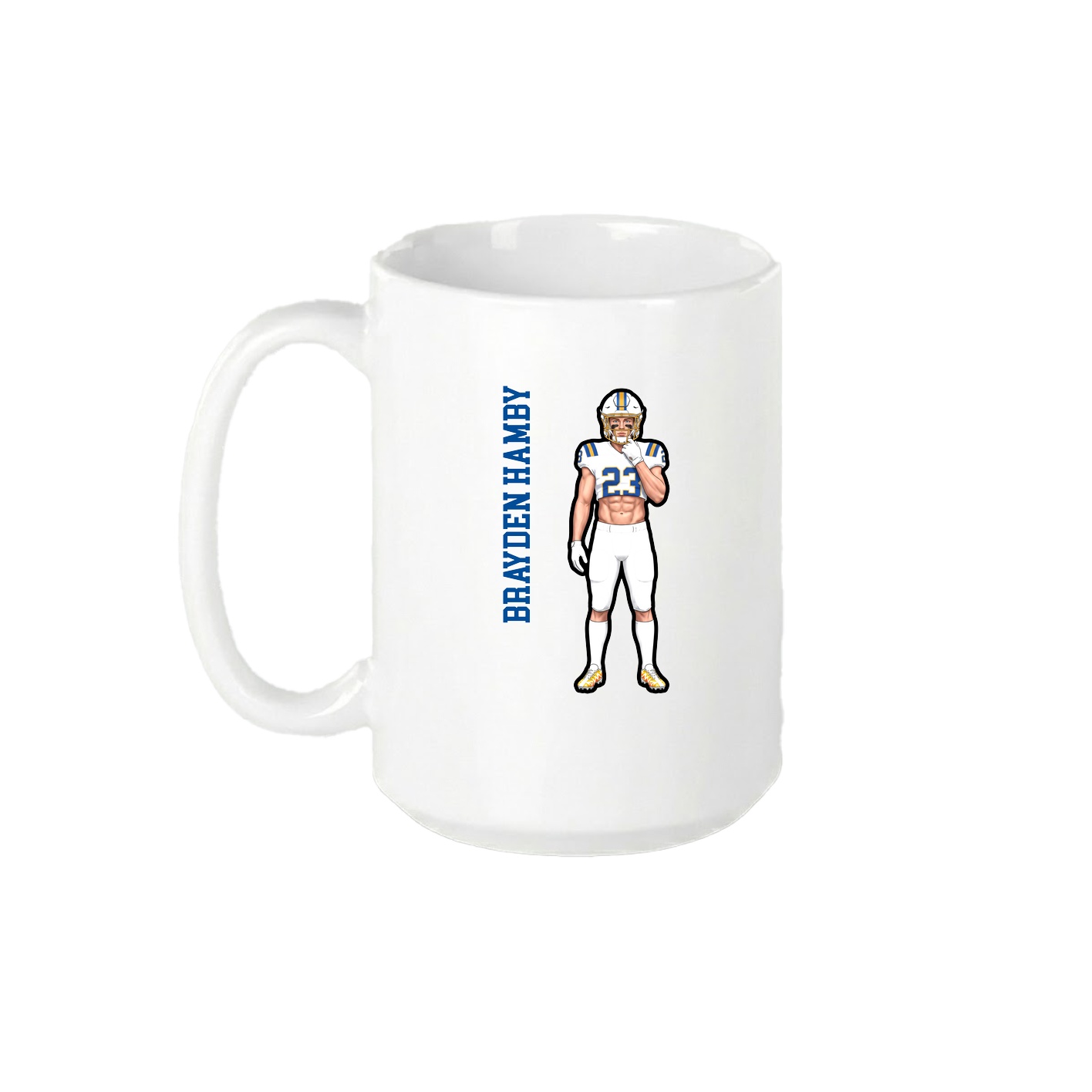 15oz Coffee Mug — Name Vertical in White