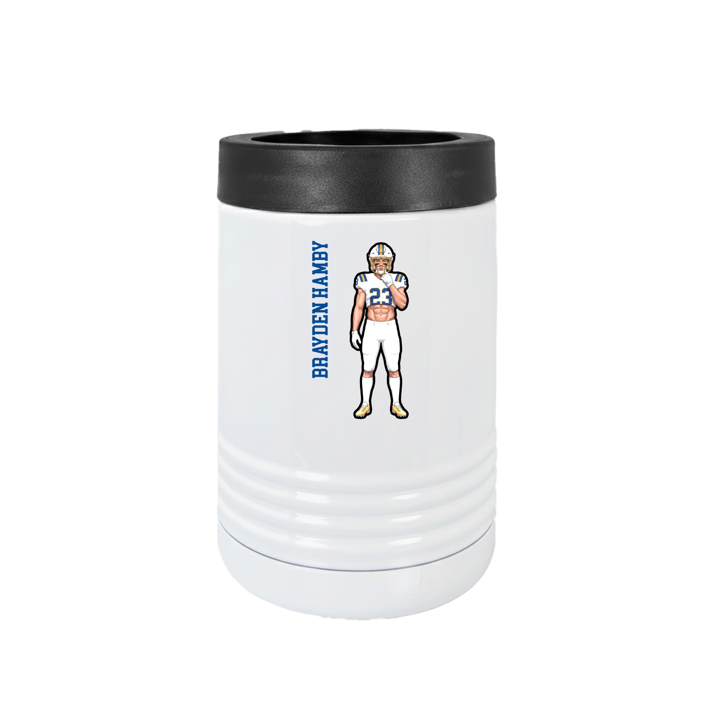Beverage Holder — Name Vertical in White