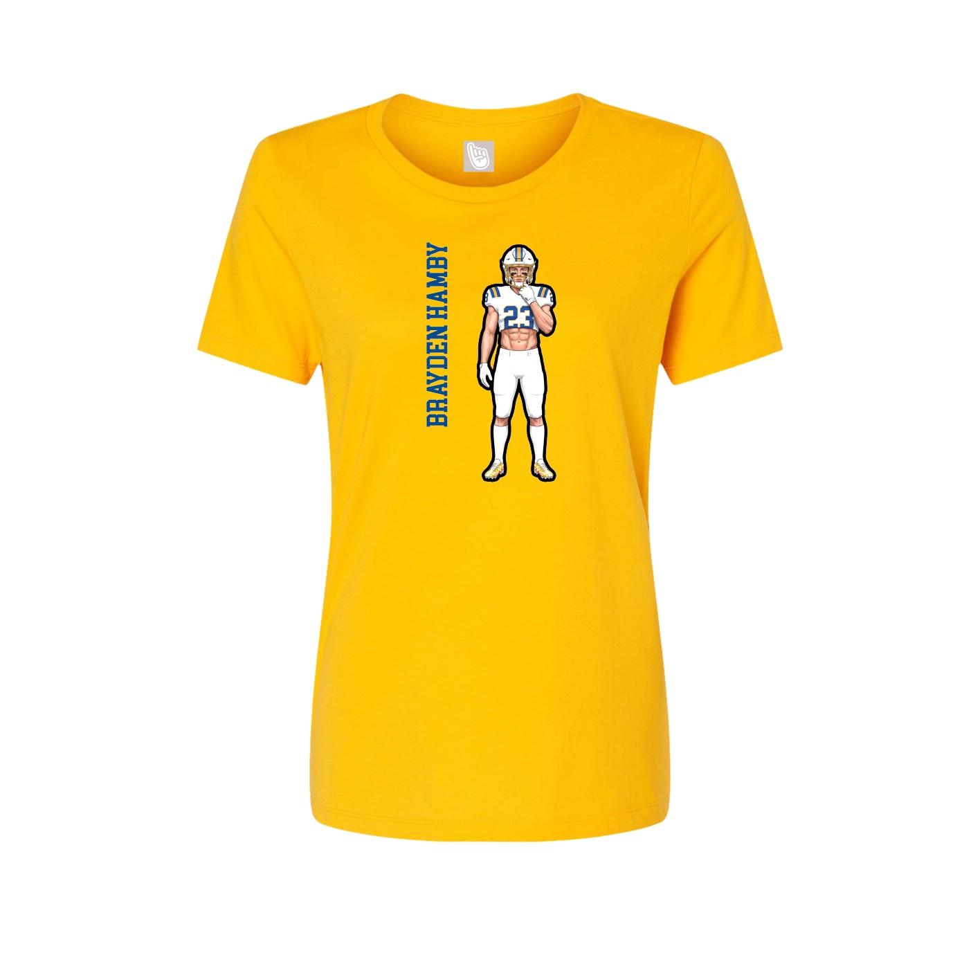 Womens Tee — Name Vertical in Gold