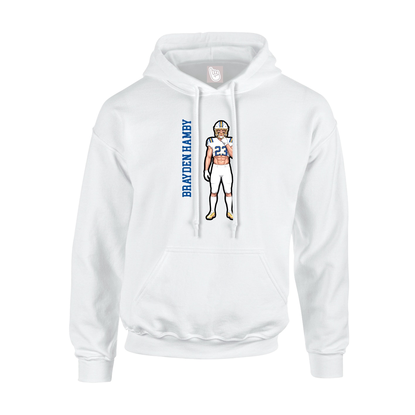 Youth Hoodie — Name Vertical in White