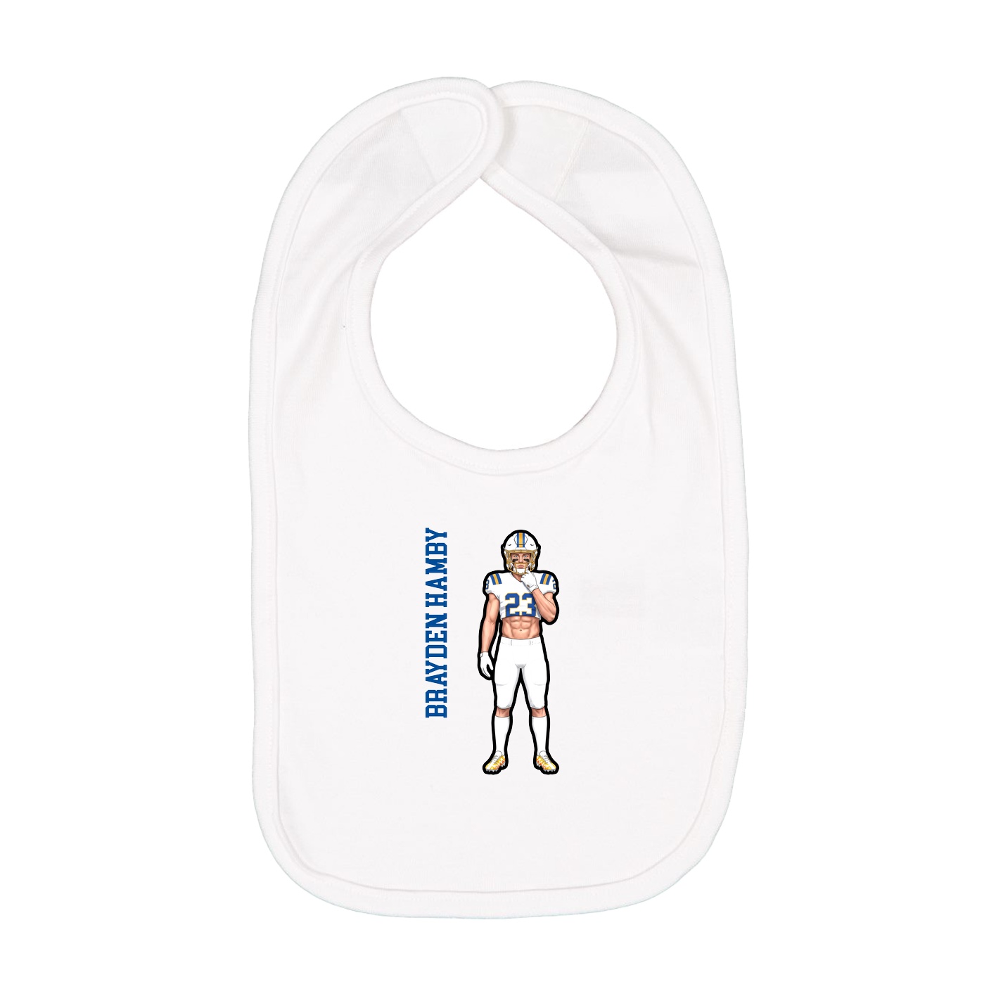 Infant Bib — Name Vertical in White