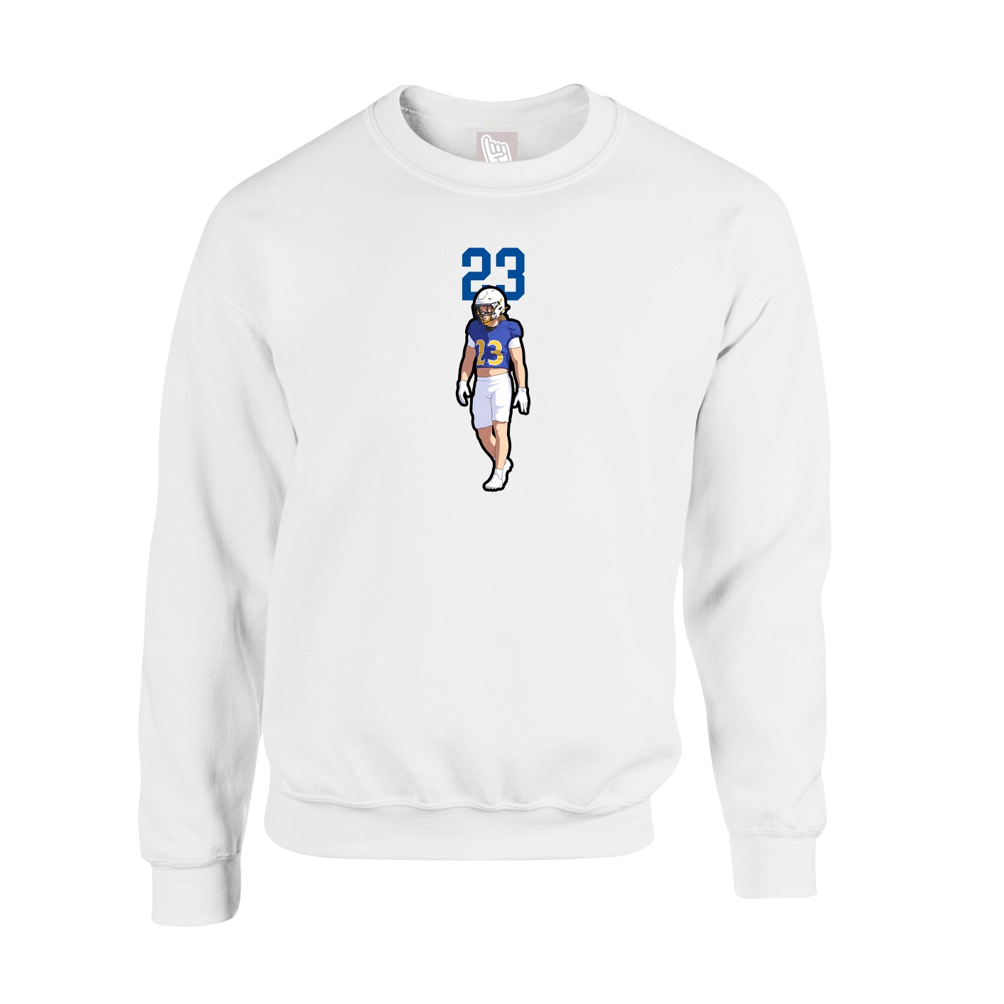 Fleece Crew — Number Top in White