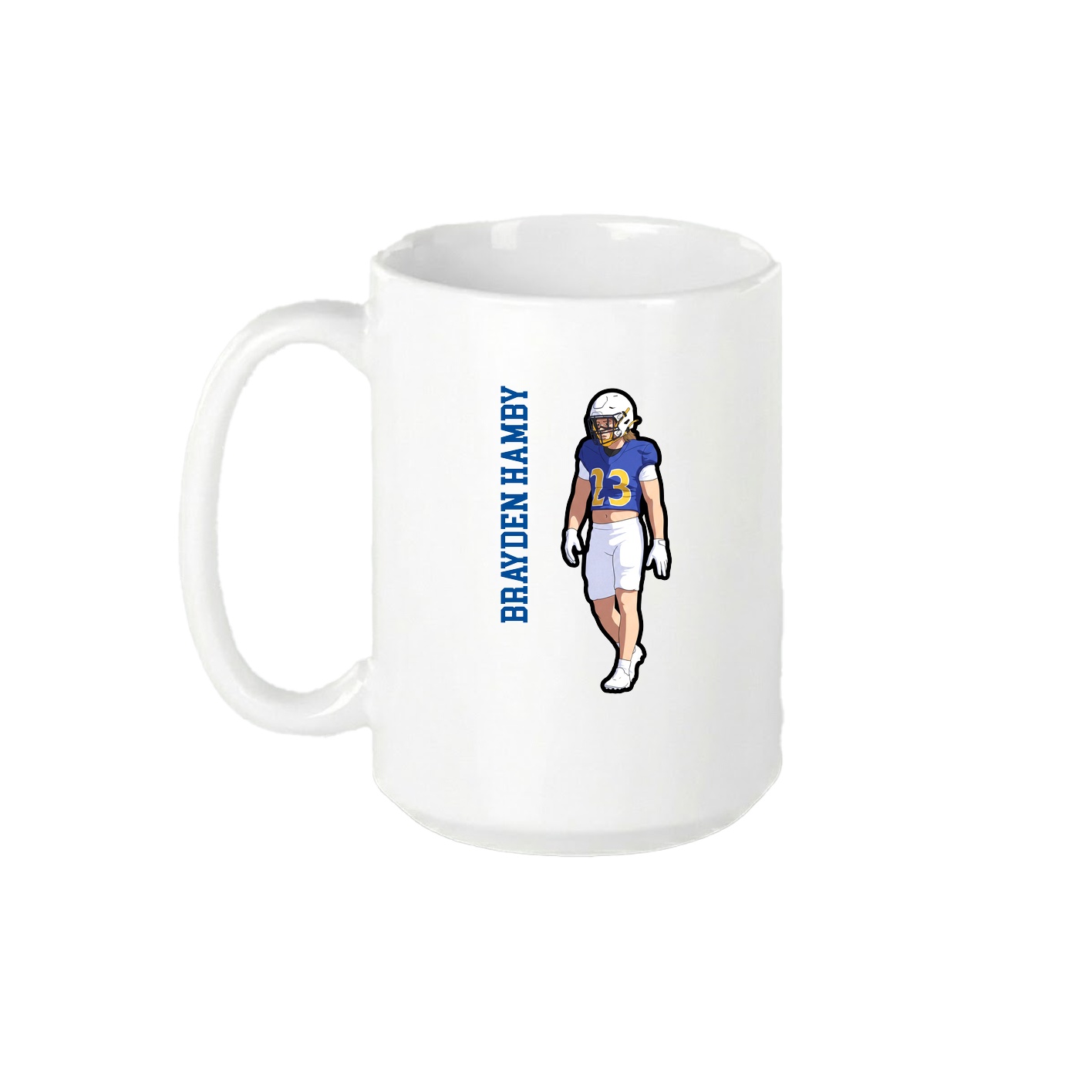 15oz Coffee Mug — Name Vertical in White