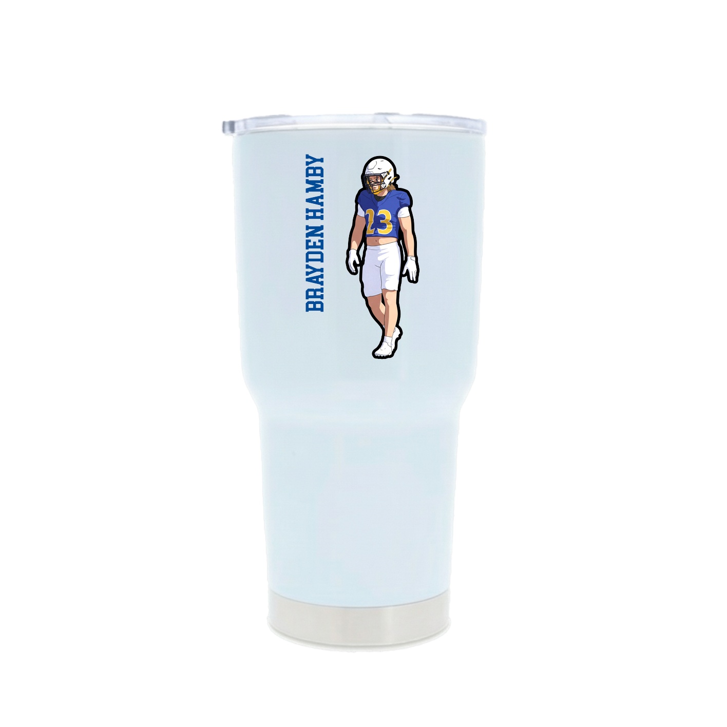 30oz Stainless Steel Tumbler — Name Vertical in White