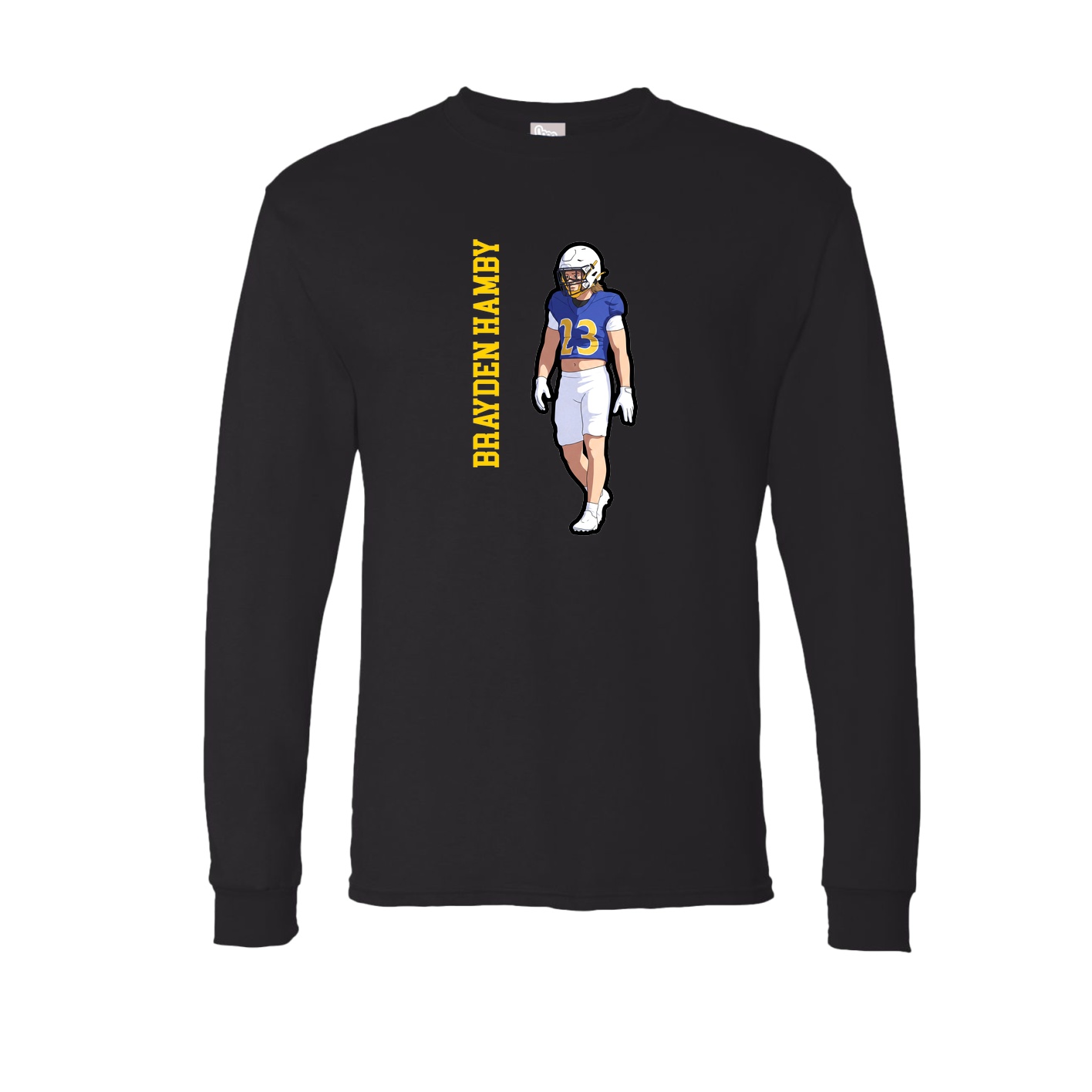 Long Sleeve Tee — Name Vertical in Black
