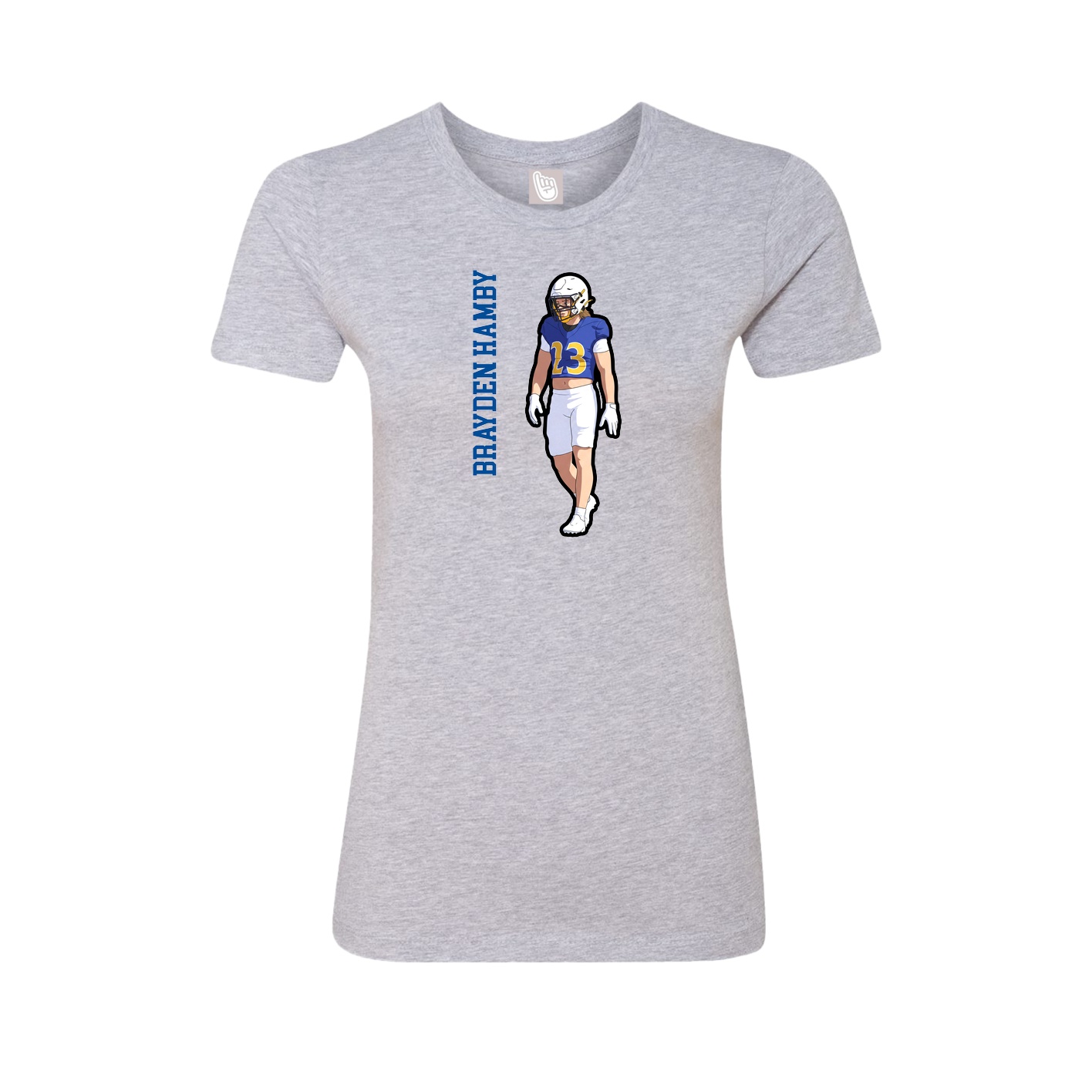 Womens Tee — Name Vertical in Grey