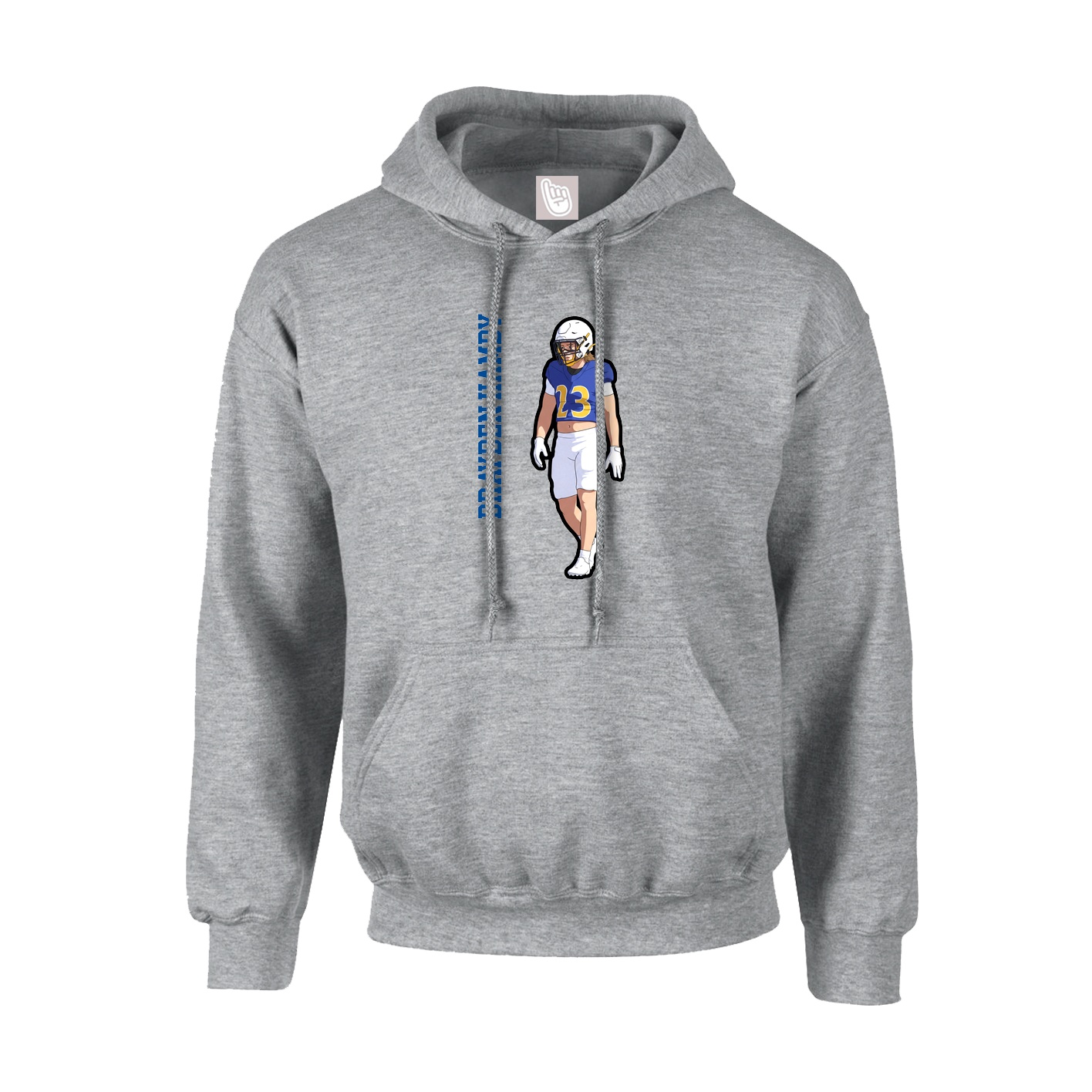 Youth Hoodie — Name Vertical in Grey