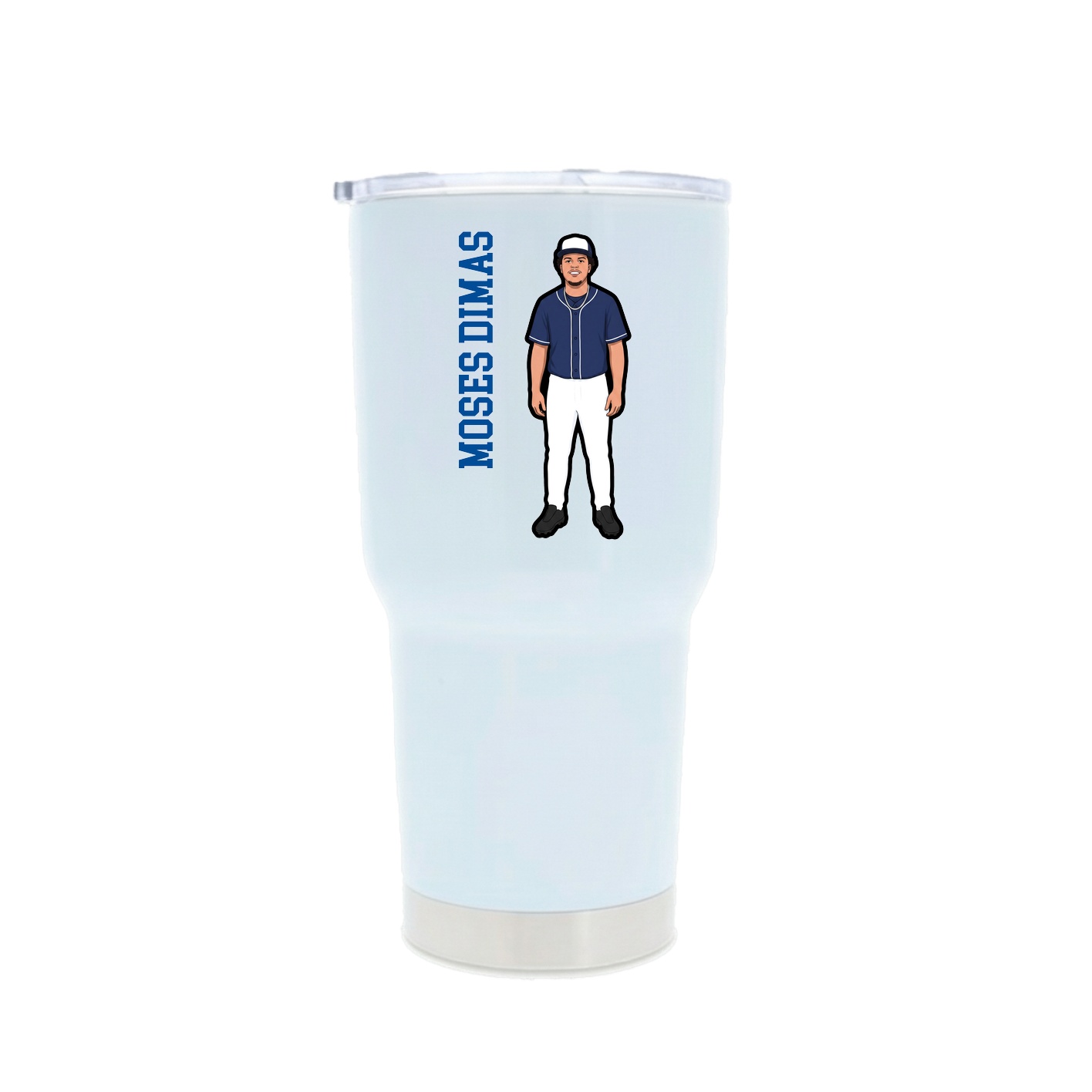 30oz Stainless Steel Tumbler — Name Vertical in White