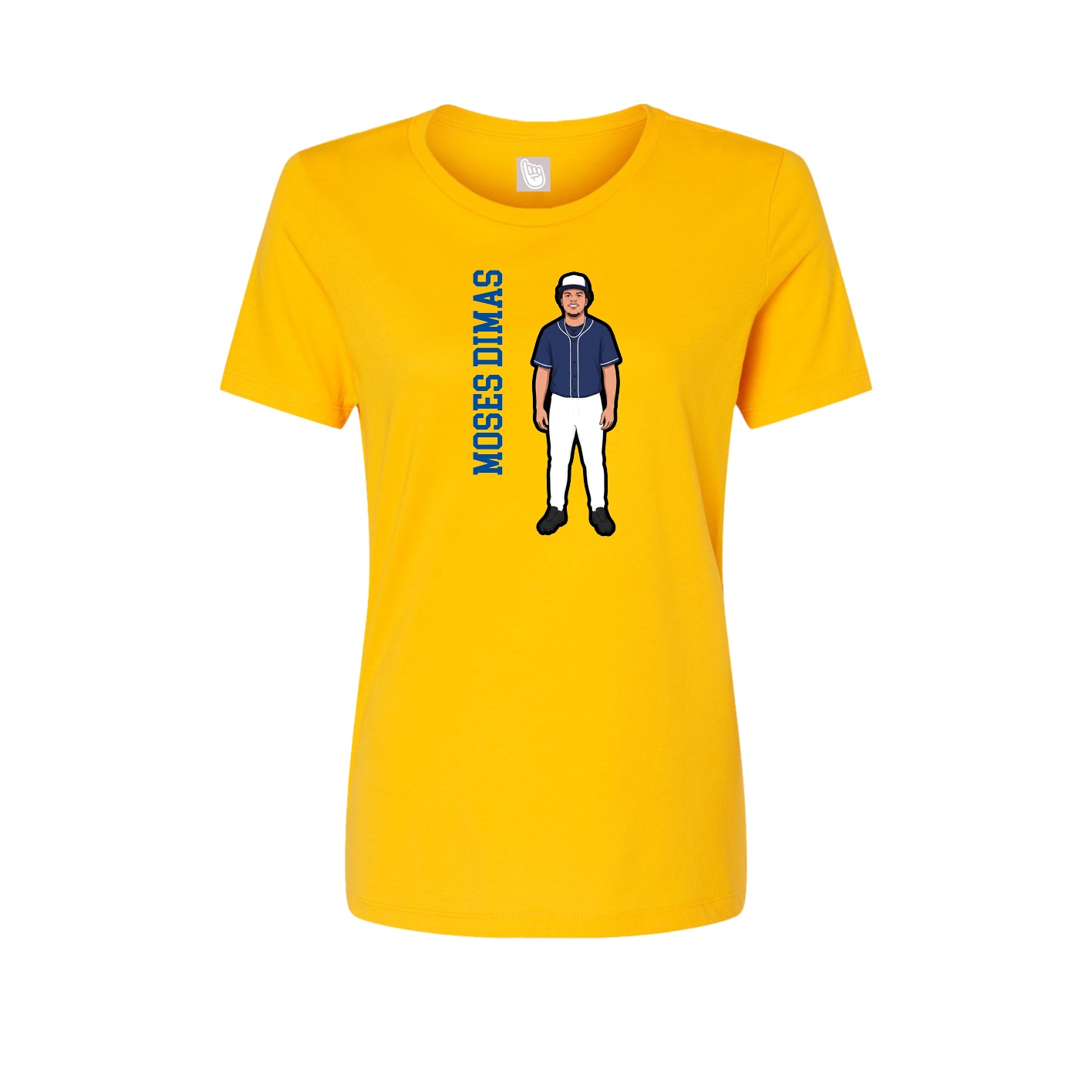 Fitted Women's Tee — Name Vertical in Gold