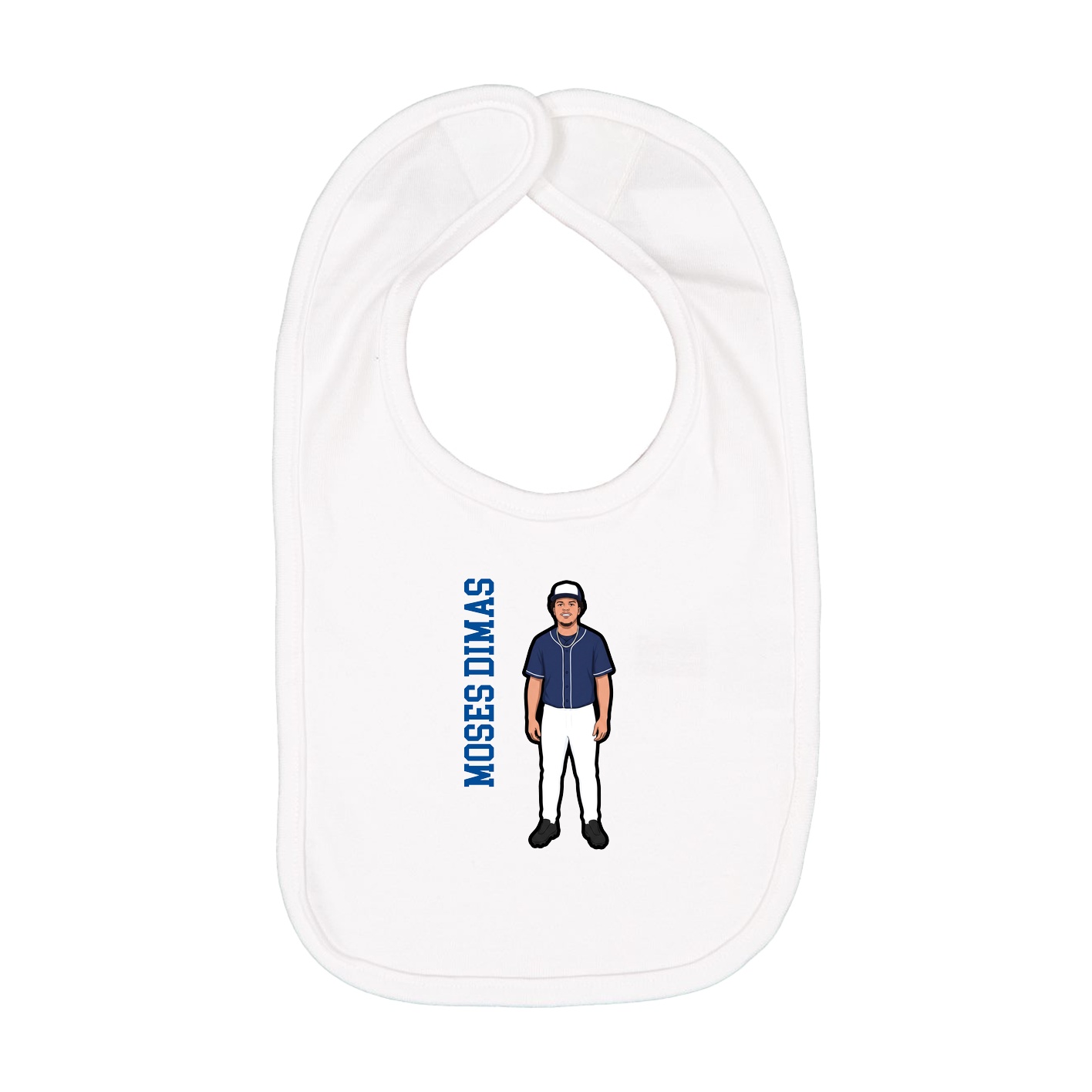 Infant Bib — Name Vertical in White