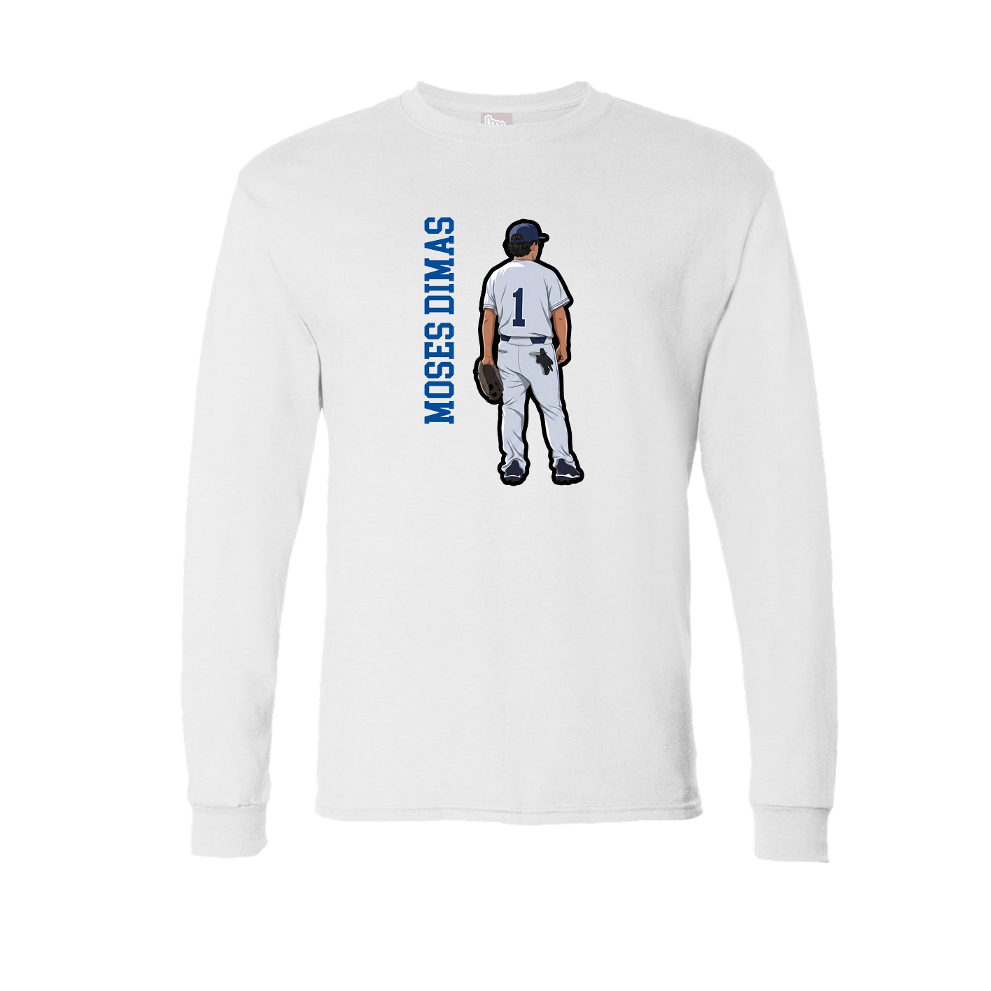 Long Sleeve Tee — Name Vertical in White