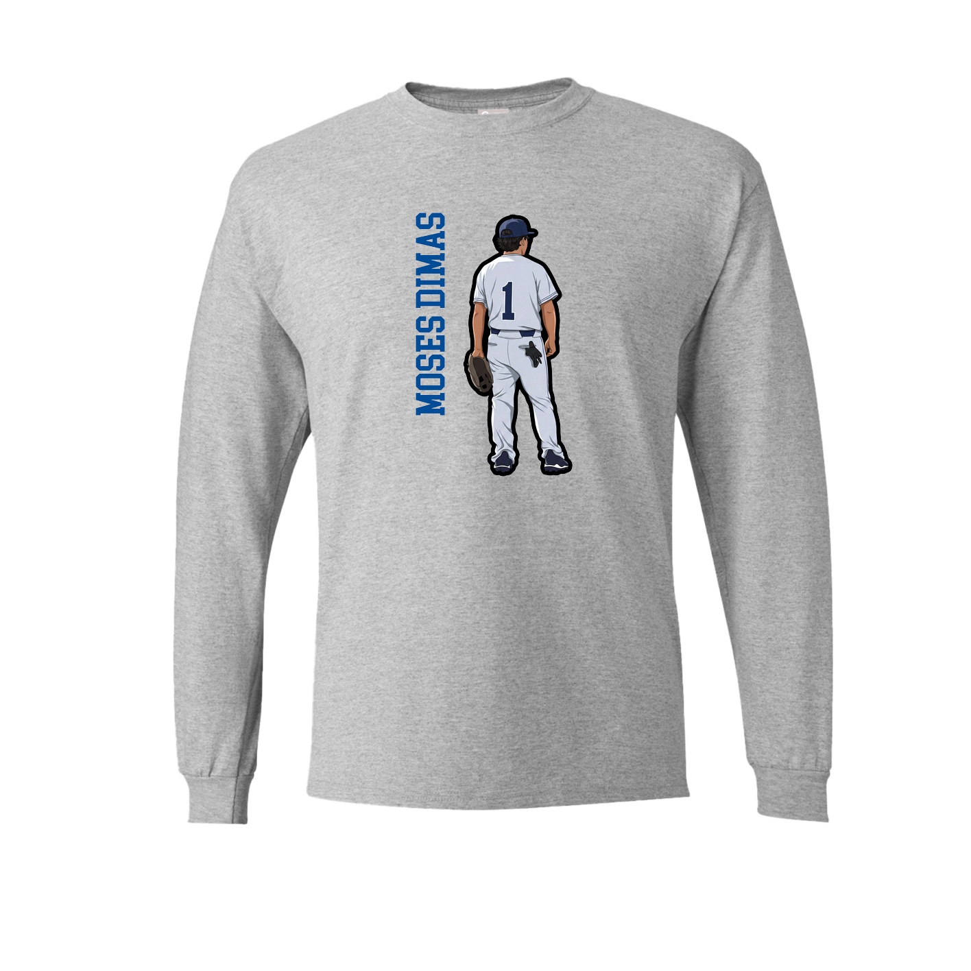 Long Sleeve Tee — Name Vertical in Grey