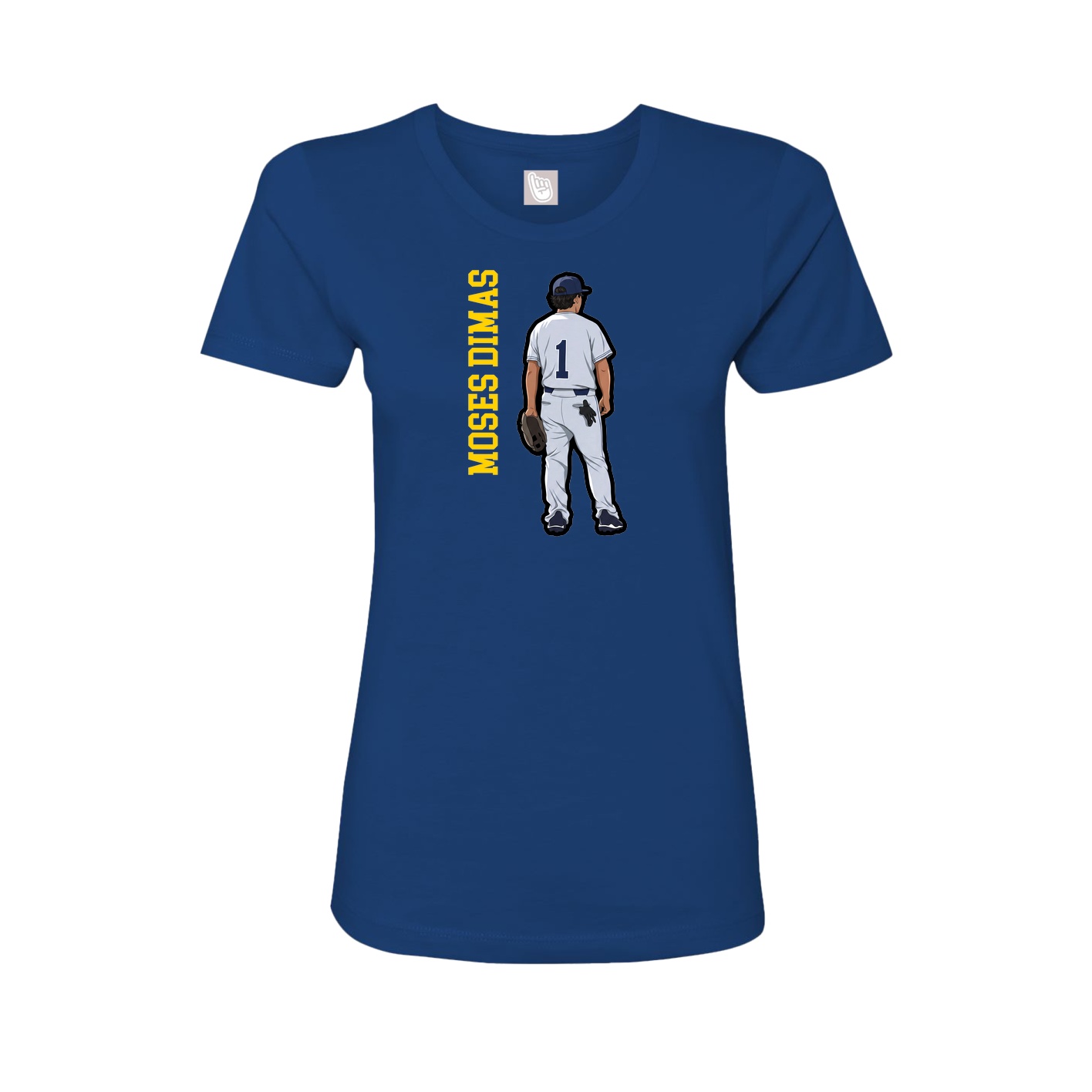 Fitted Women's Tee — Name Vertical in Royal