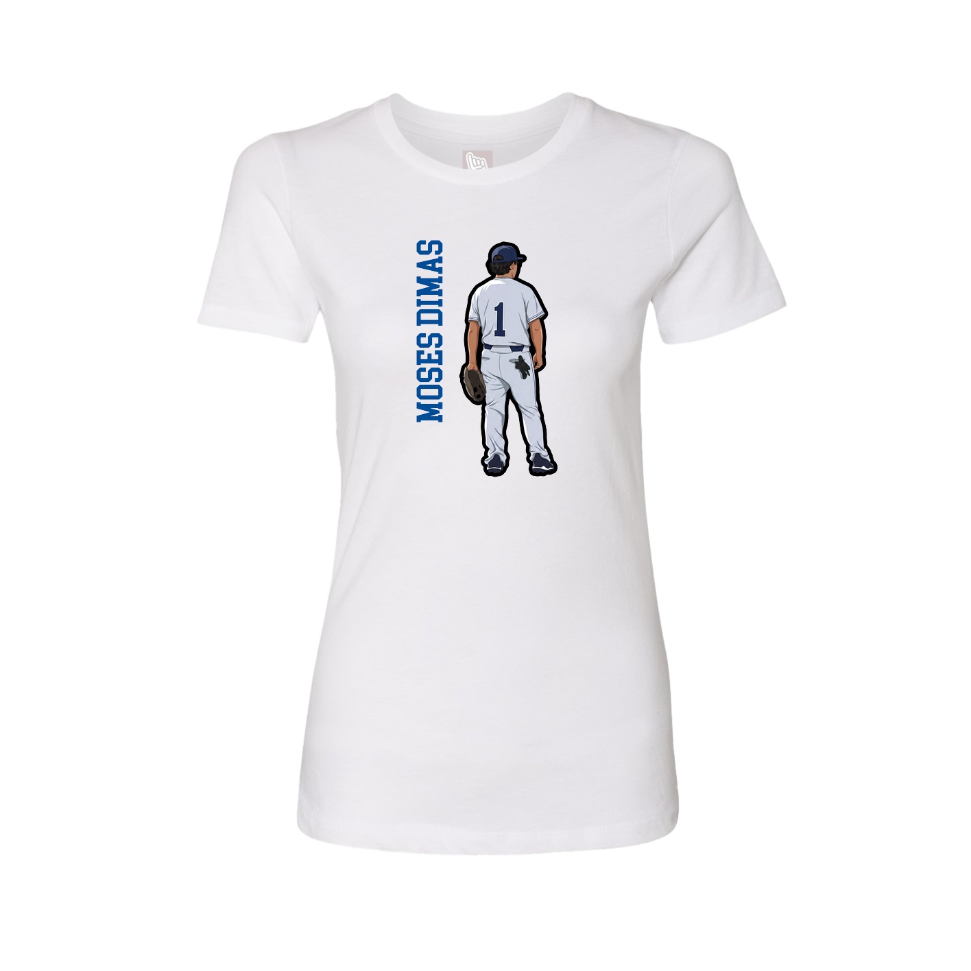 Womens Tee — Name Vertical in White