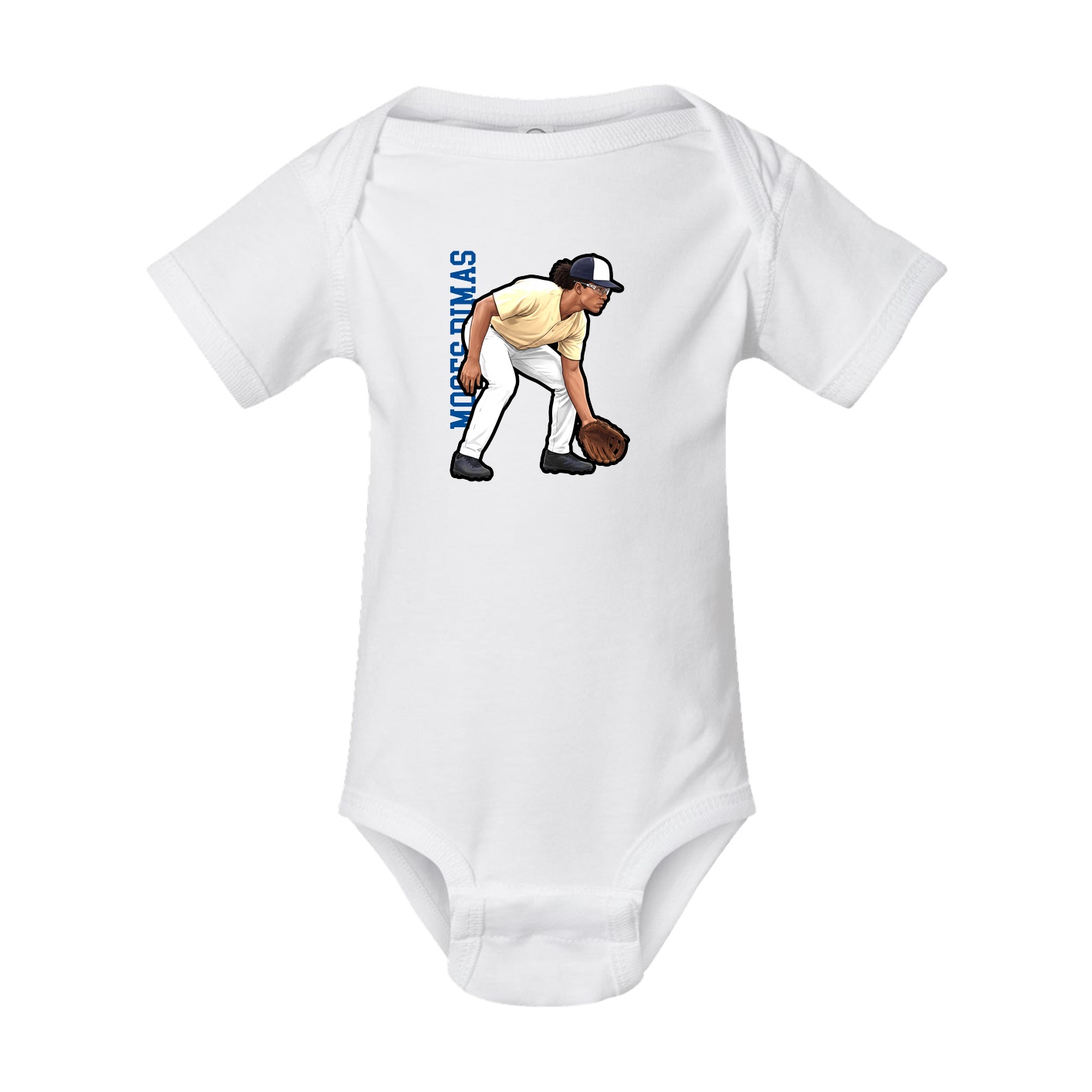 Baby Onesie — Name Vertical in White