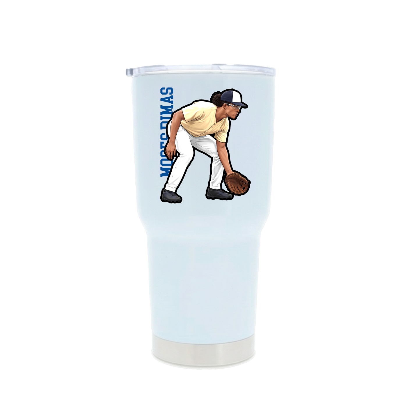 30oz Stainless Steel Tumbler — Name Vertical in White
