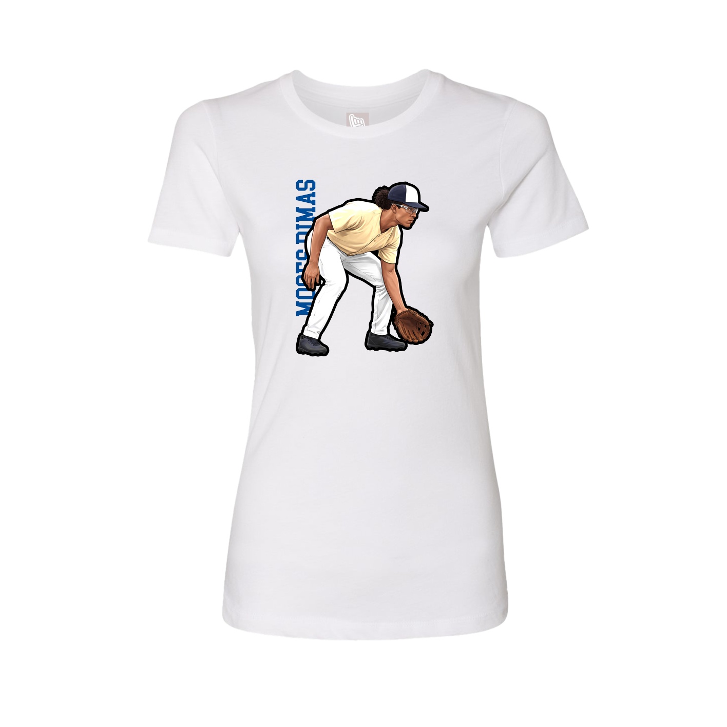 Womens Tee — Name Vertical in White