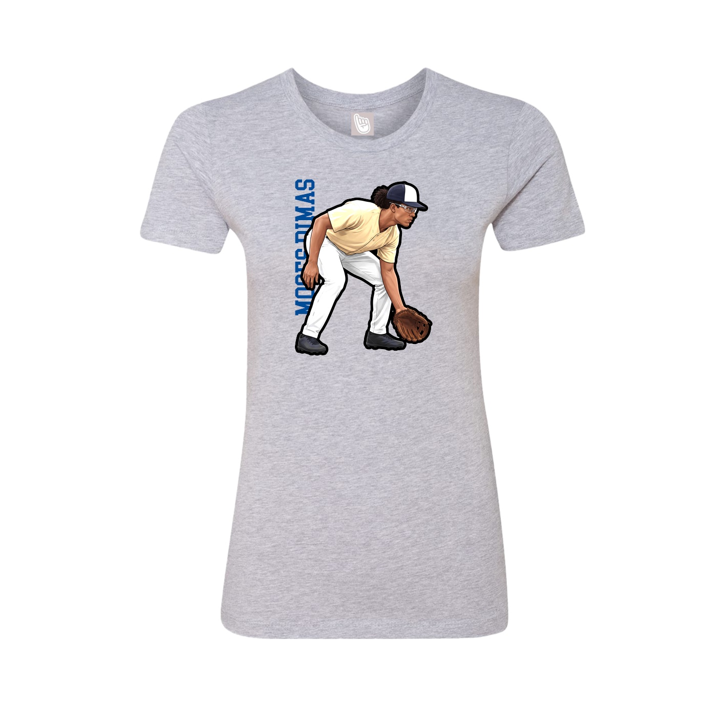 Womens Tee — Name Vertical in Grey
