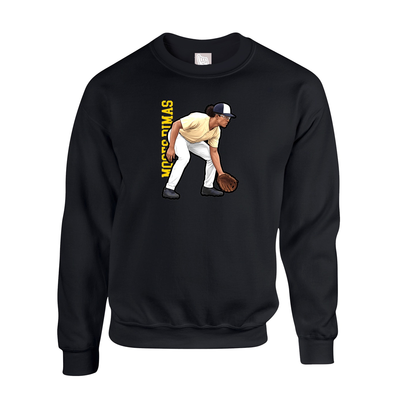 Fleece Crew — Name Vertical in Black