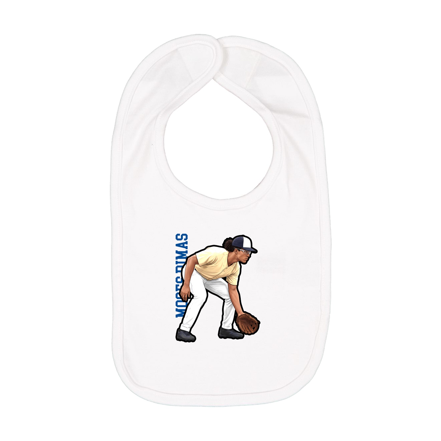 Infant Bib — Name Vertical in White