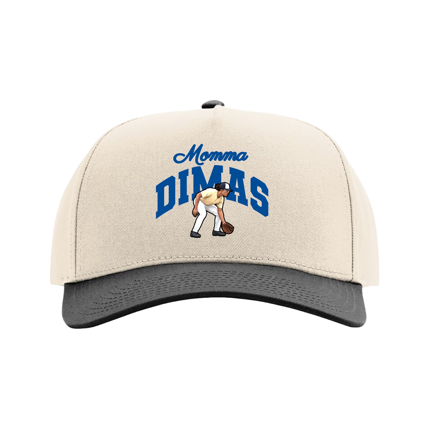 Full Fabric Five-Panel Champ Cap — Mothers Day Arch in Cream/Black