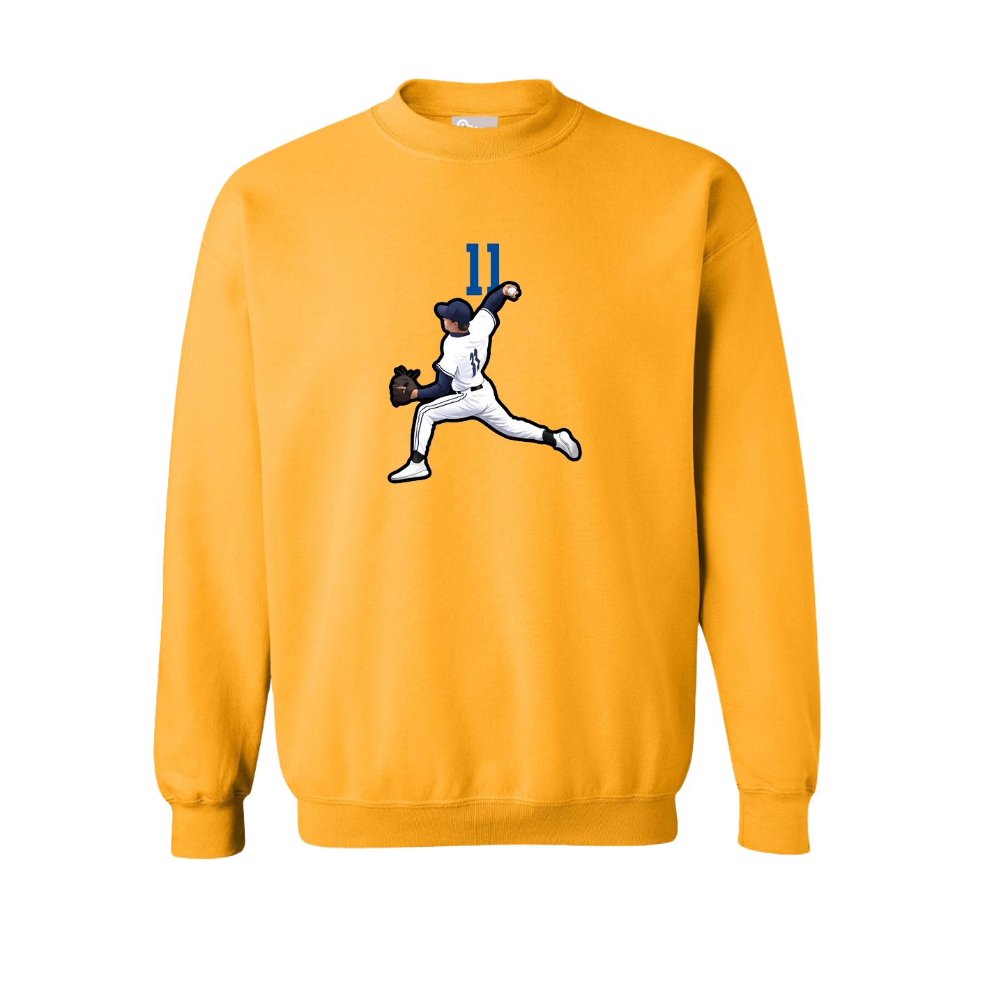 Fleece Crew — Number Top in Gold
