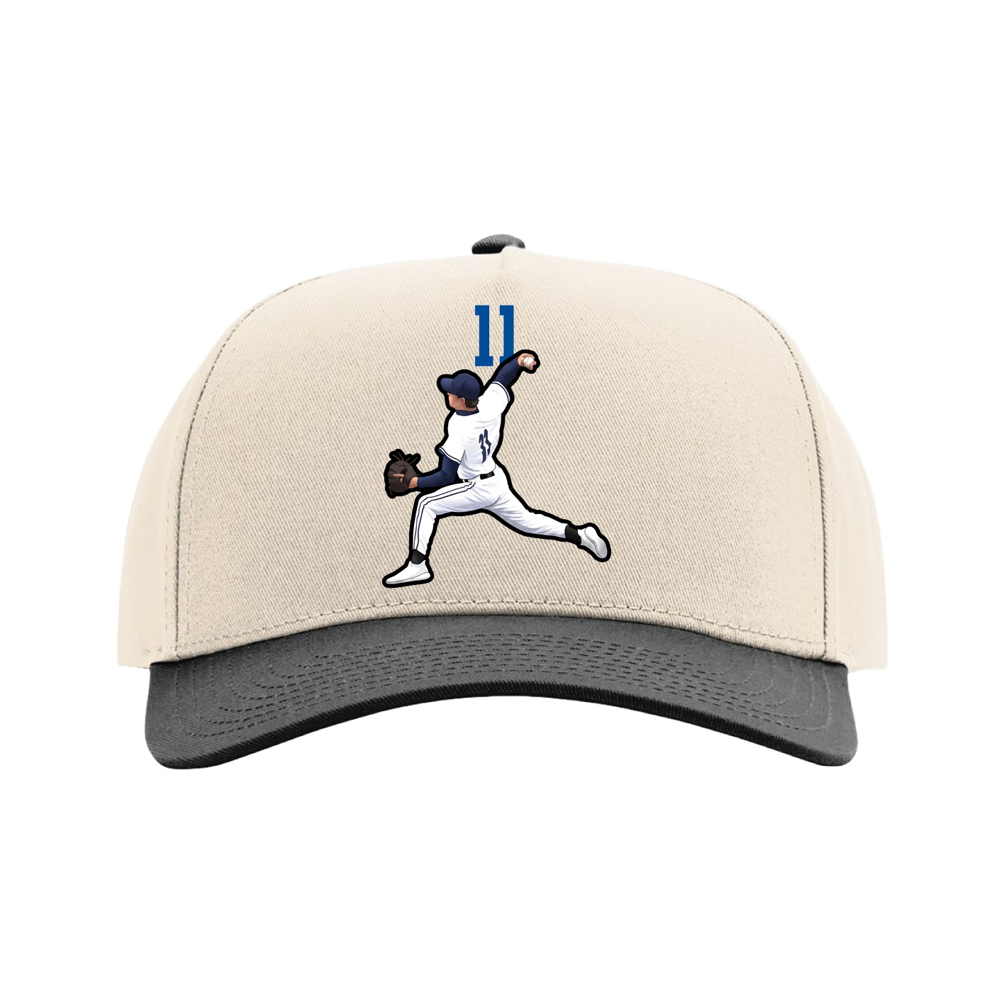 Full Fabric Five-Panel Champ Cap — Number Top in Cream/Black
