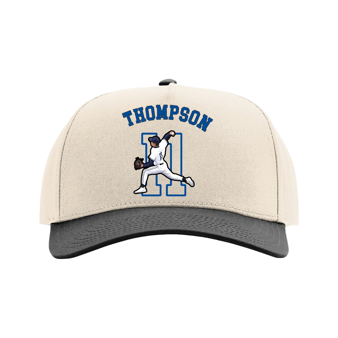 Full Fabric Five-Panel Champ Cap — Shirsey Arch in Cream/Black