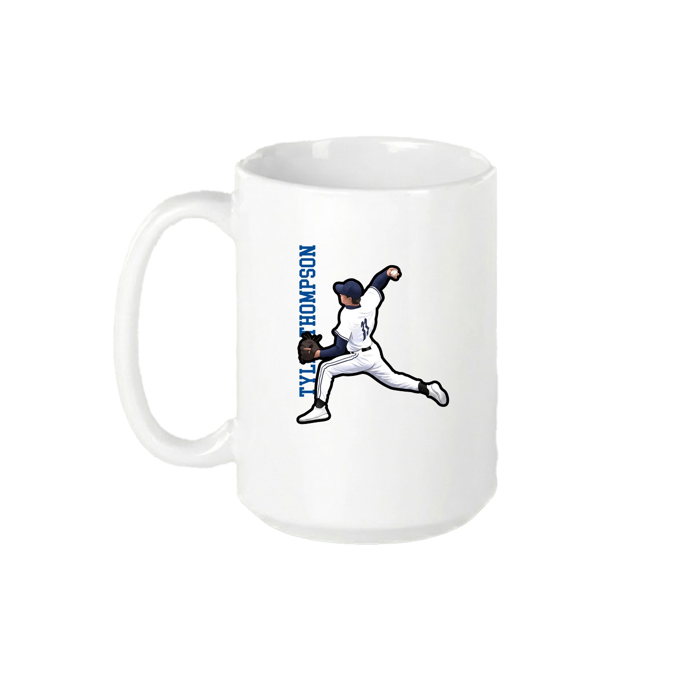 15oz Coffee Mug — Name Vertical in White